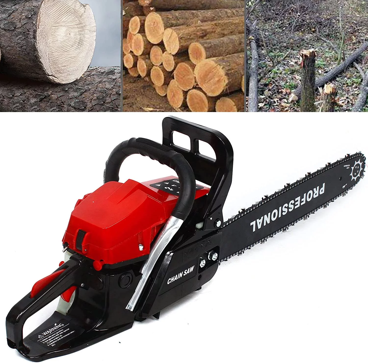 FETCOI 62Cc Gas Powered Chainsaw Wood Log Cutter Craft Chain Saw 20