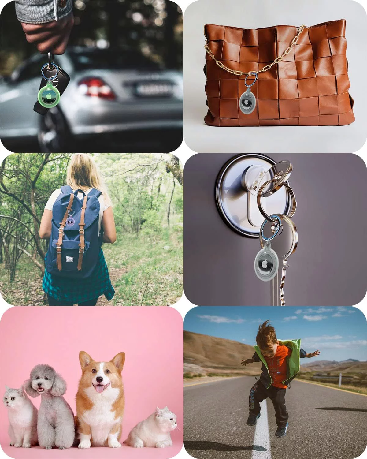 4 Pack Airtag Keychain Waterproof, Air Tag Holder for Apple Airtag GPS Tracker, Apple Tag Case for Dog Cat Collar, Luggage, Keys (2*Black& 2*Clear)