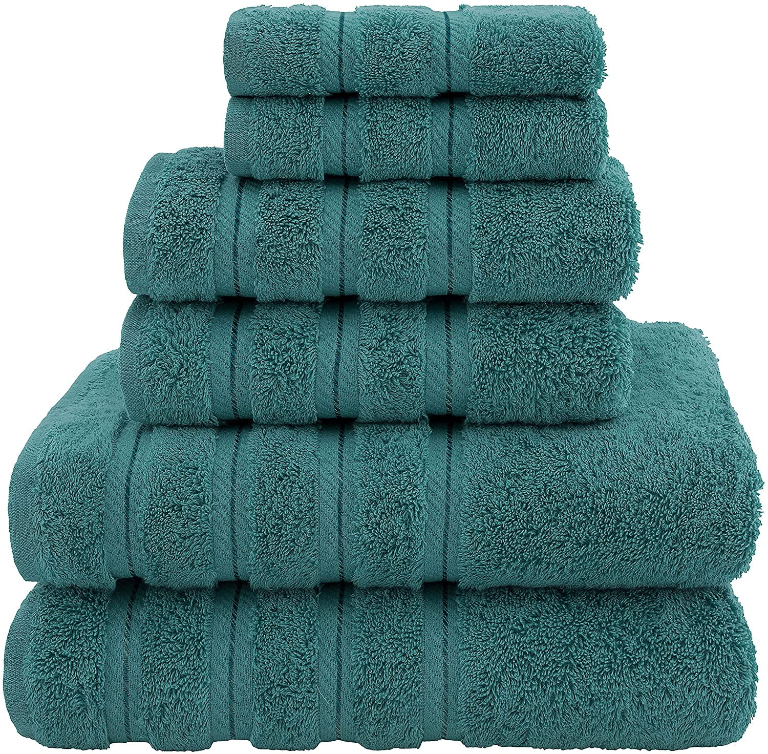 American Soft Linen100% Turkish Cotton Luxury 6 Piece Bath Towel Set - Blue