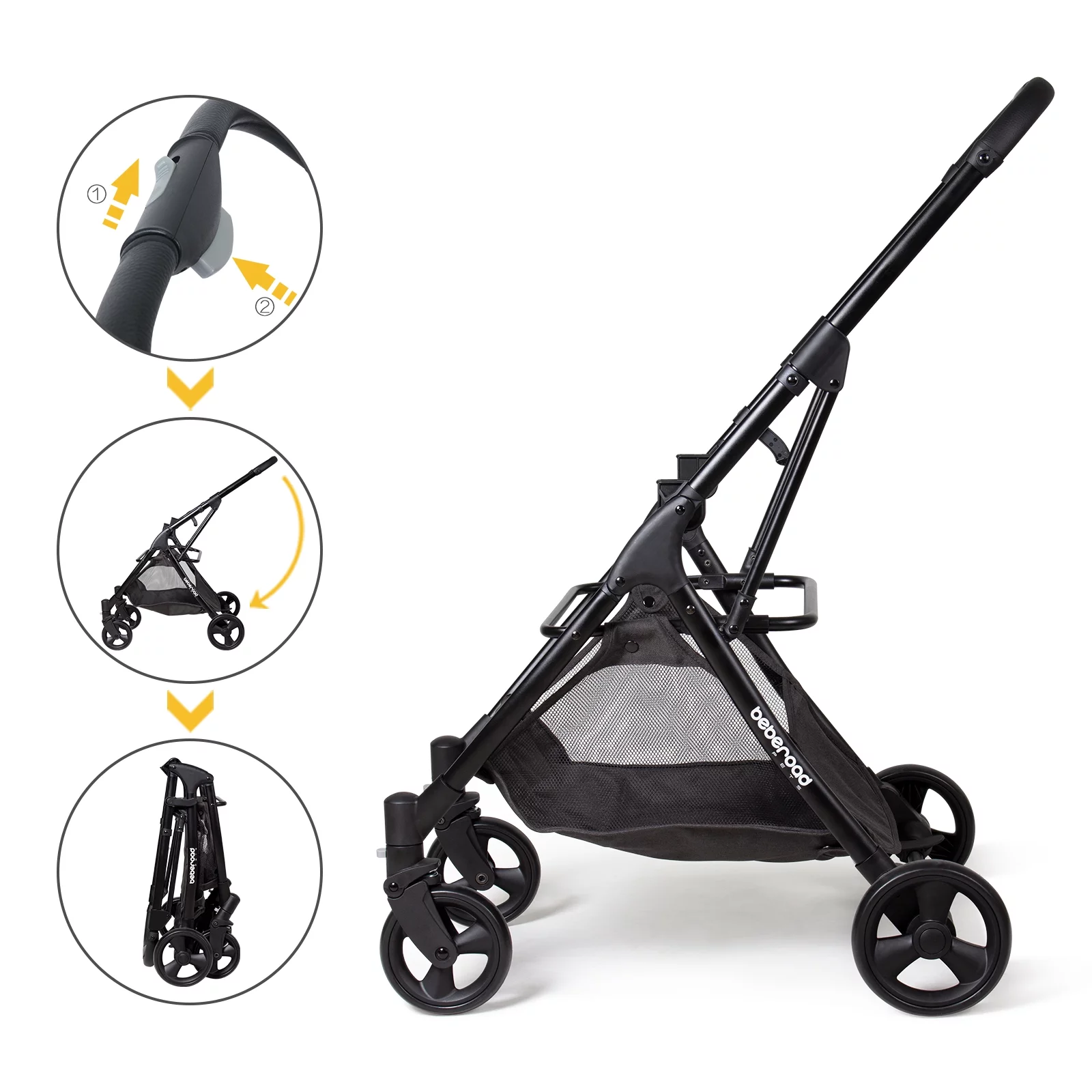 Beberoad Pets Pet Stroller for Small Dogs & Cats, with Removable Basket & Foldable Cart Frame, Inner Space Size 18.9