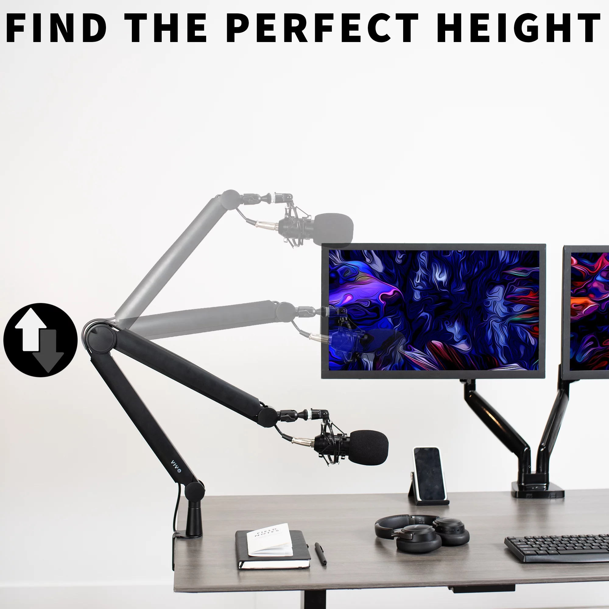 VIVO Premium Clamp-on Microphone Boom Arm Stand, Heavy Duty Desk Mount