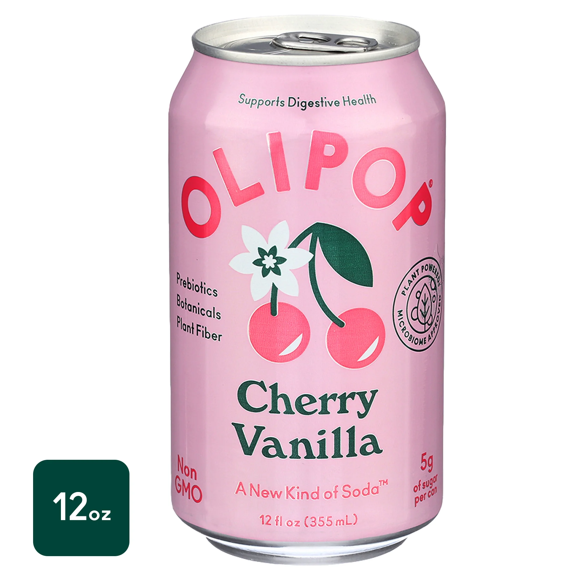 OLIPOP Prebiotic Soda, Cherry Vanilla, 12 fl oz