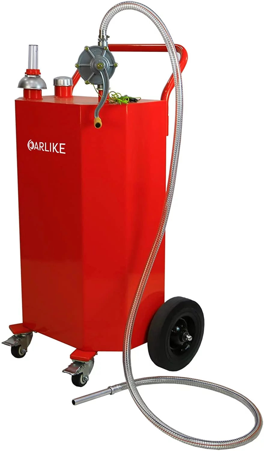 Oarlike 30 Gallon Gas Fuel Transfer Tank Portable Oil Storage Can for Propane Diesel Gasoline Kerosene with Hand Pump Gas Caddy on 4 Wheels for Boat, ATV, Car, Mower and Generators