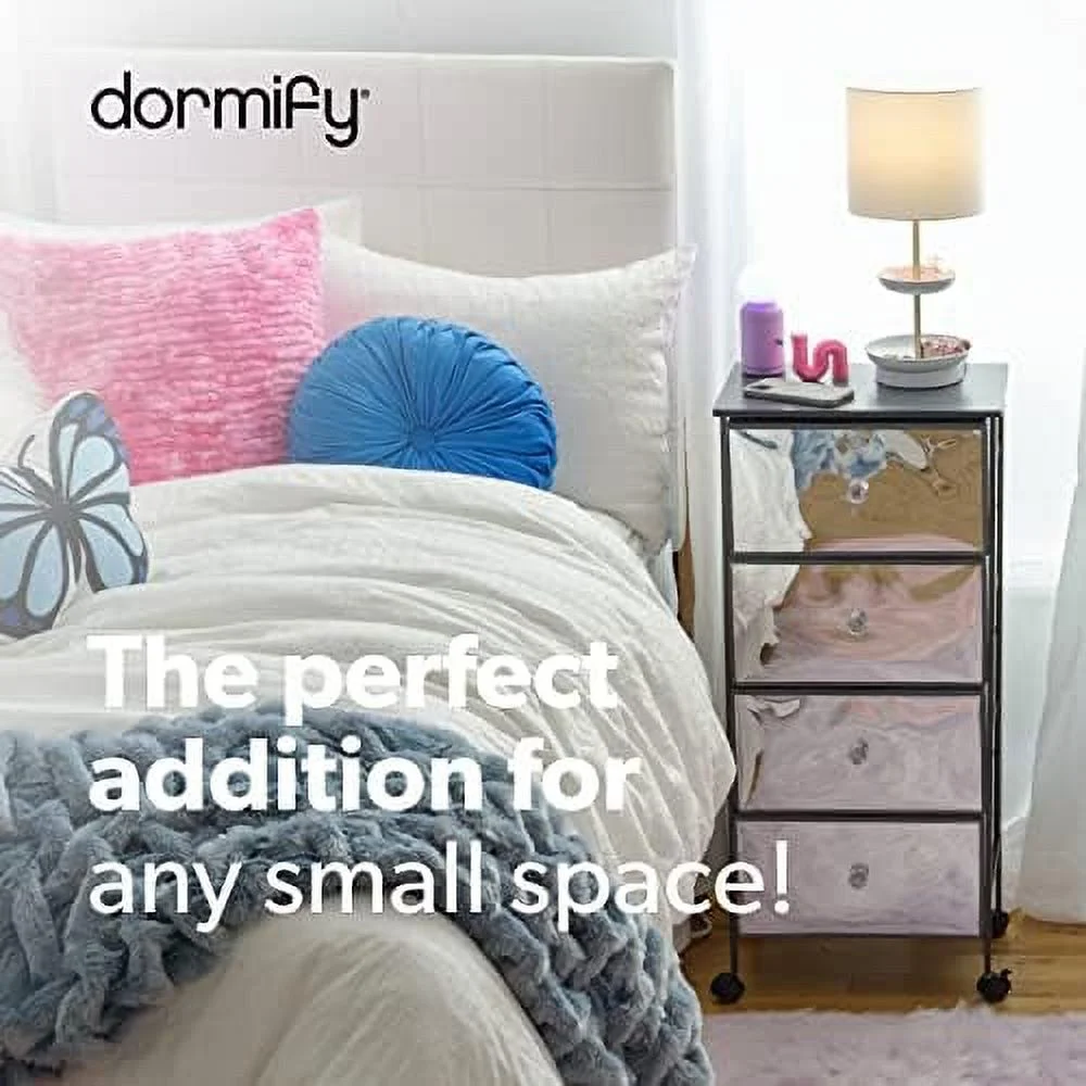 STVBCN Narrow 3-Drawer Cart on Wheels | Rolling Table with Wheels |  Drawers | Organizer | Nightstand | Dresser for Closet | White |  for Small Spaces | Bedroom & Dorm Room Essential