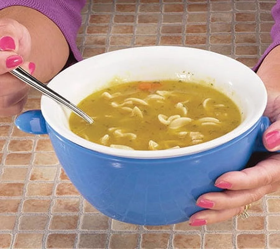 Cool Touch Microwave Safe 3 Piece Bowl Set, 24 Oz – Heat, Eat And Store All In One – Quality Ceramic Bowl, Heat Holder and Lid – Easy Clean Dishwasher Safe – Microwave Bowl, Blue