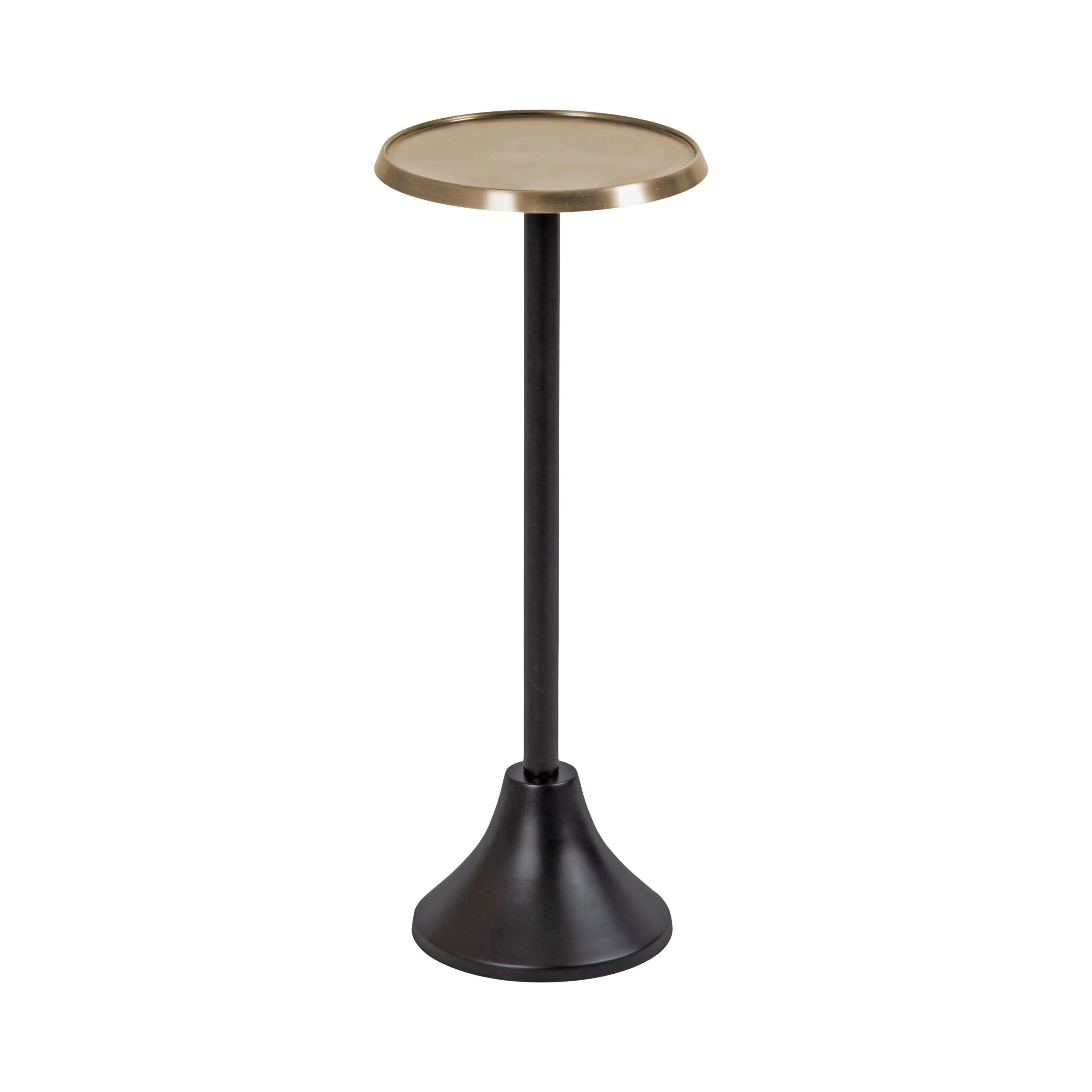 Kate and Laurel Sanzo Modern Pedestal Drink Table, 9 x 9 x 23, Antique Brass and Black, Decorative End Table with Hammered Tabletop for Use as Small Plant Stand or Living Room Martini Table