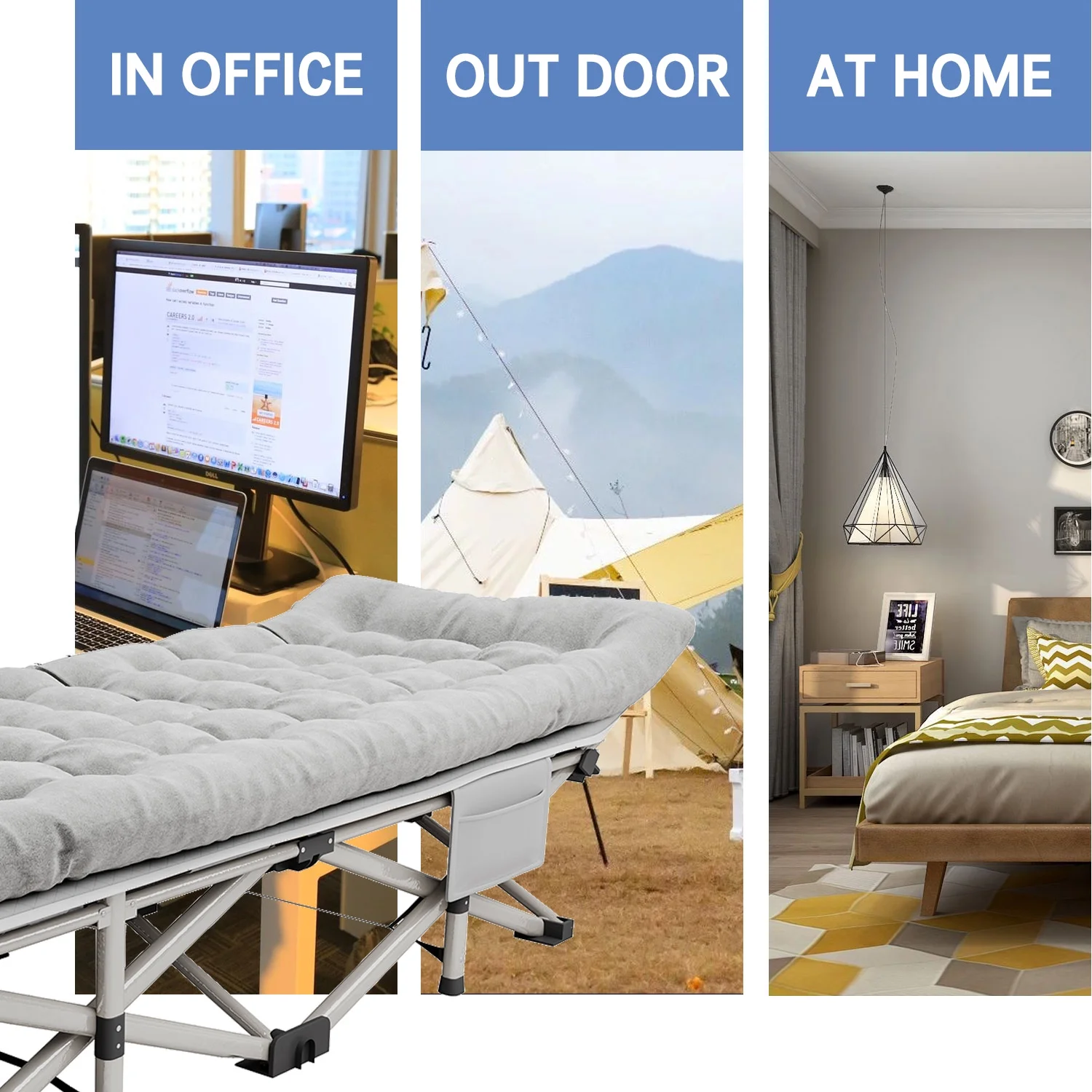 SUGIFT Folding Camping Cot with Mattress 75