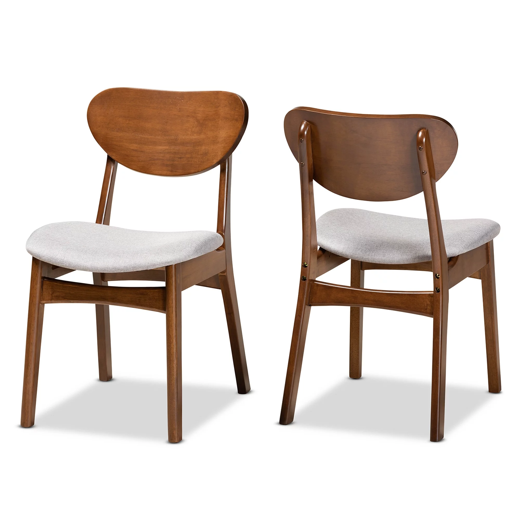 Baxton Studio Katya Mid-Century Modern 2-Piece Dining Chair Set Beige Upholstered Polyester