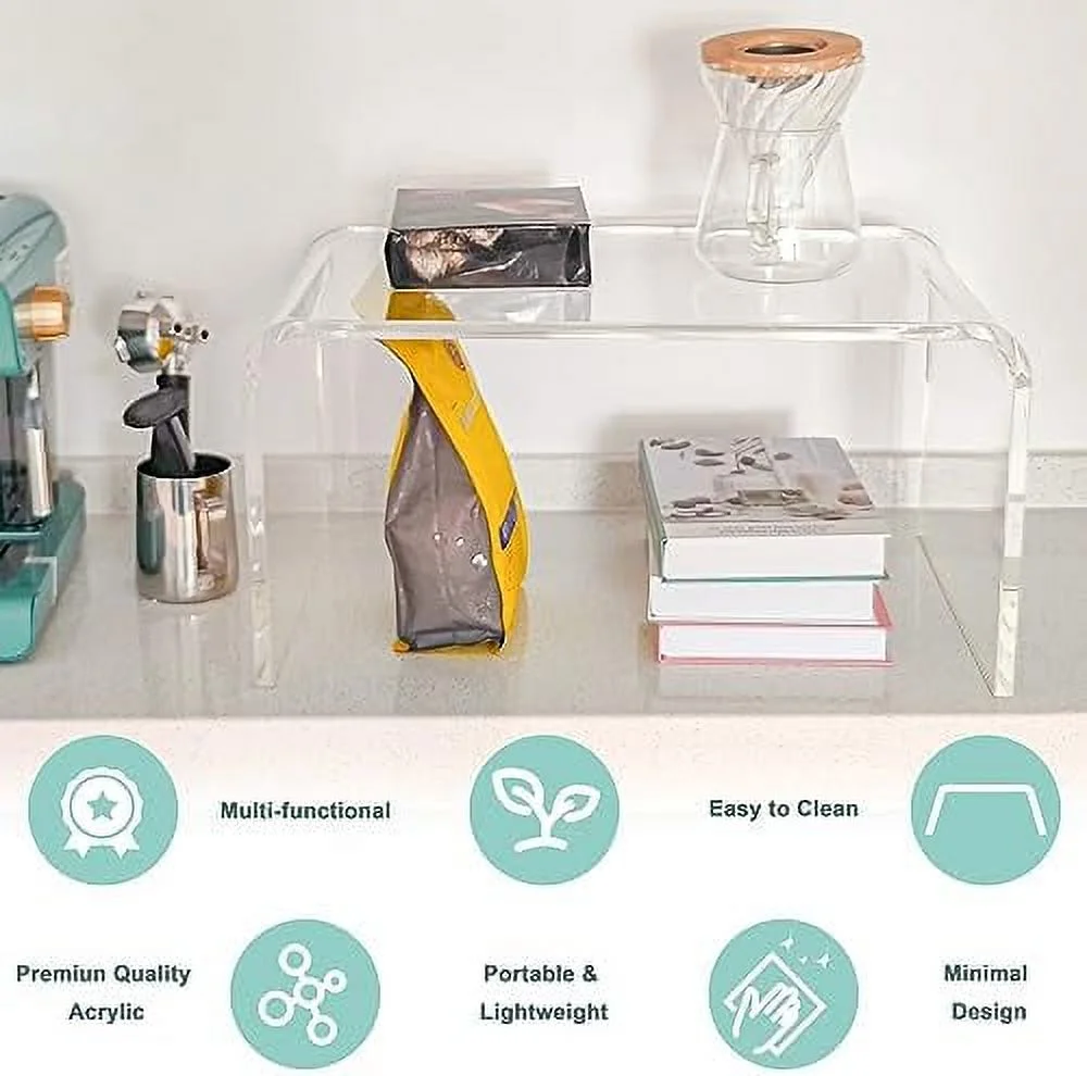 GEROBOOM Acrylic   24" H x 14" W x 12" D Clear Multipurpose C-Shape End Table Bed Desk Laptop Table for Living Room Bedroom Balcony Patio and Office