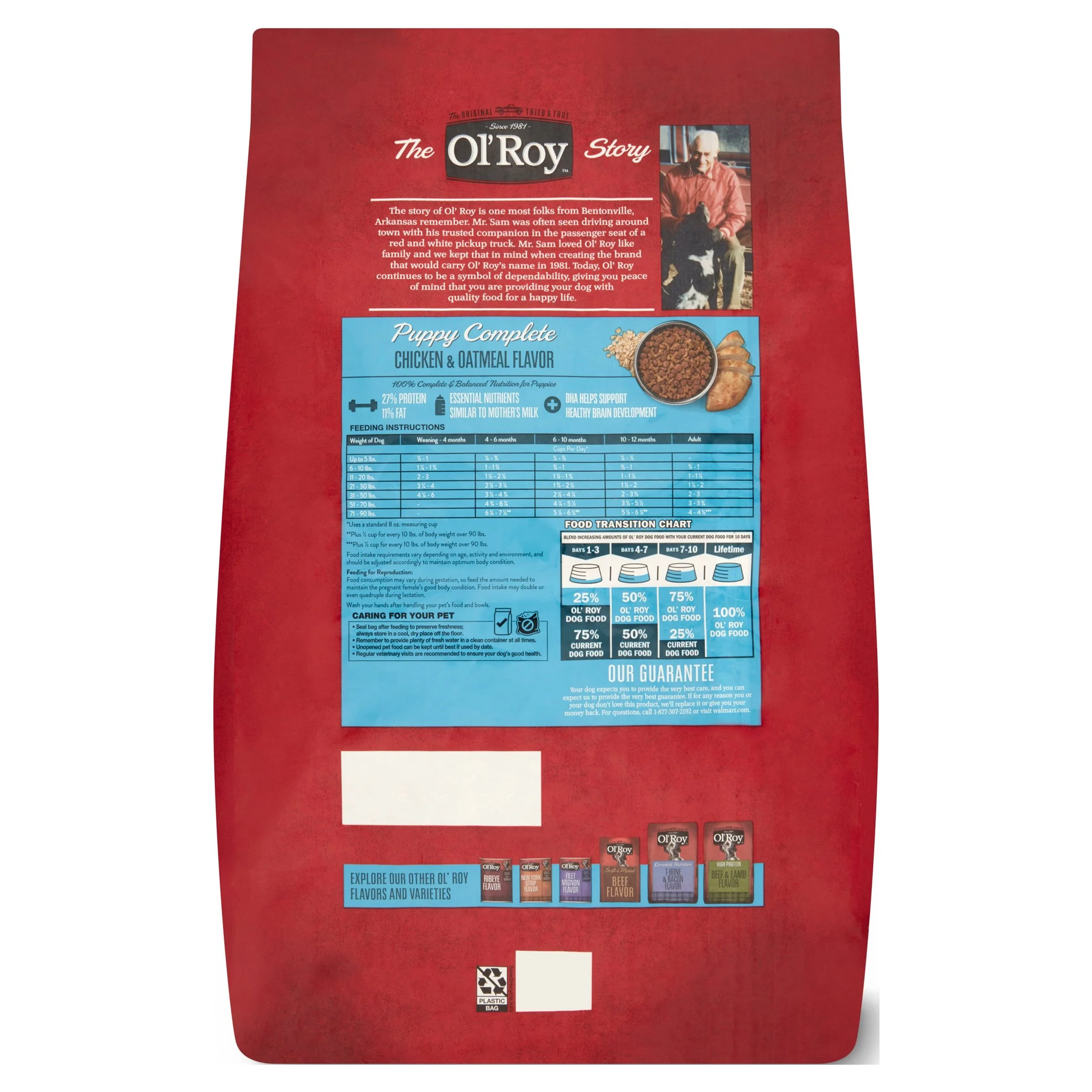 Ol' Roy Puppy Complete Chicken & Oatmeal Flavor Dry Dog Food for Puppies, 15 lbs