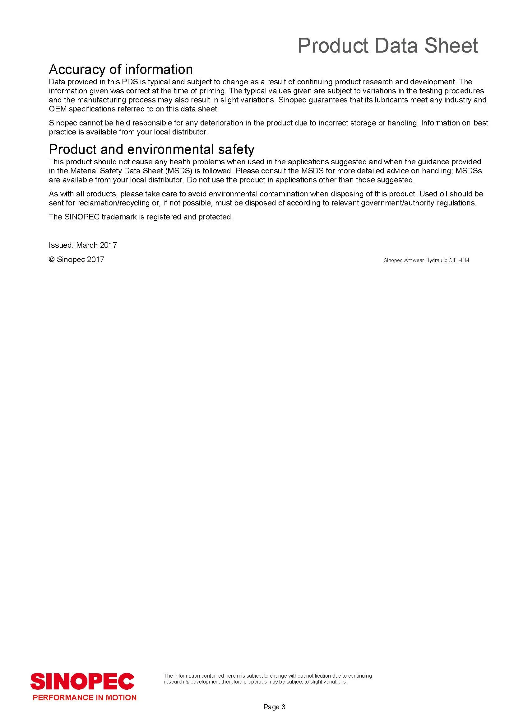 Sinopec AW 46 Hydraulic Oil Fluid (ISO VG 46, SAE 15) - 55 Gallon Drum