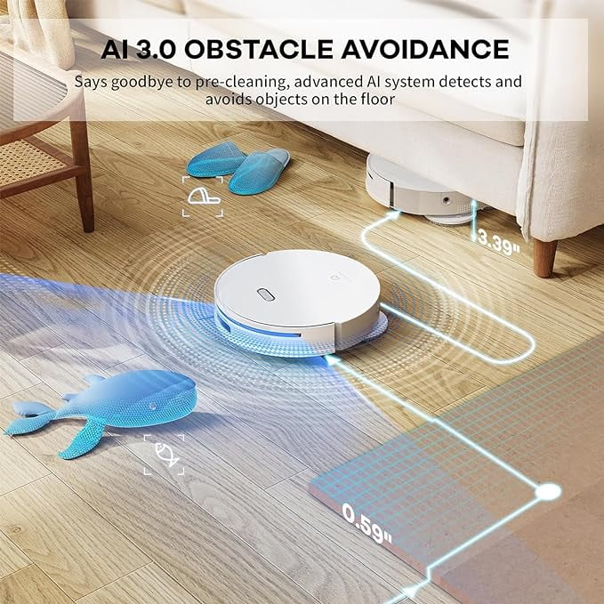 Pre-Owned LYNKBEY M20 Pro Robot Vacuum Mop Combo Auto Cleaning & Hot Air Drying - White (Fair)