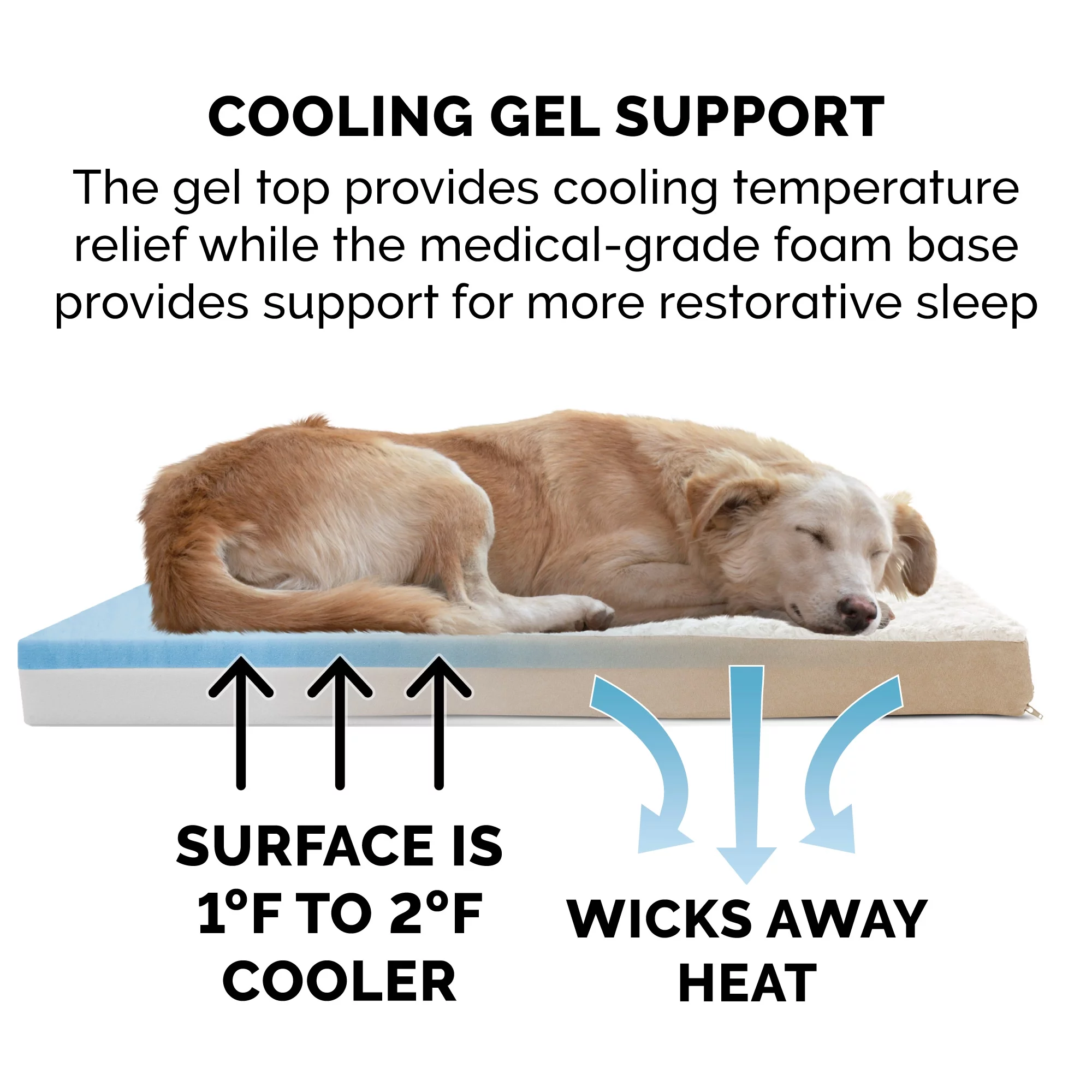 FurHaven Pet Products Ultra Plush Cooling Gel Top Deluxe Mattress Pet Bed for Dogs & Cats - Cream, Medium