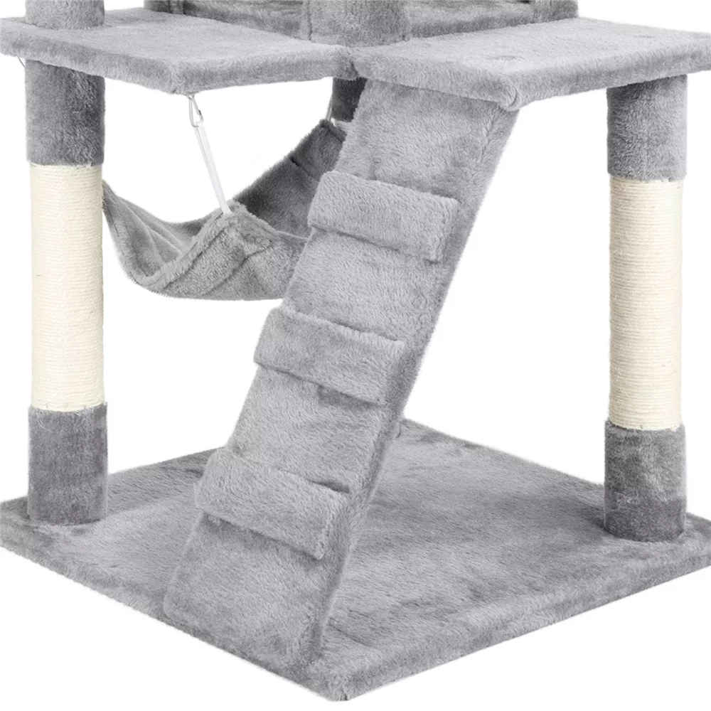 Yaheetech 51'' Cat Tree Condo Multilevel Cat Towers W/ Hammock Tunnel Scratching Post, Light Gray
