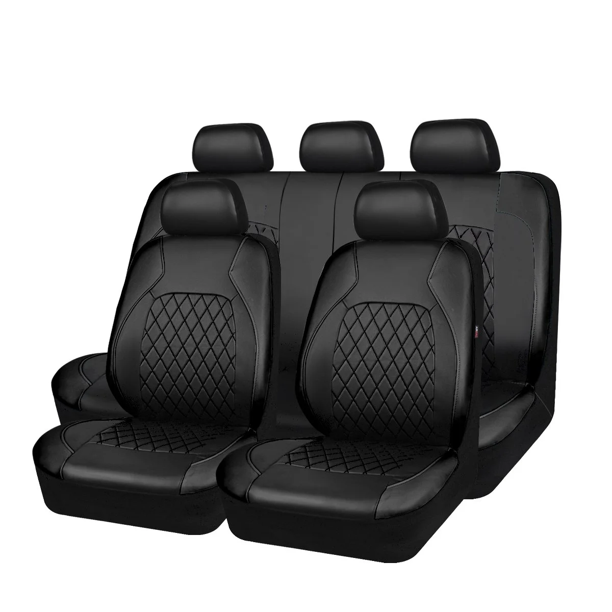 Ocervd 9 Pcs Universal Faux Leather Car Seat Covers Full Set,Auto Interior Accessories 5 Seat Covers All Season Fit for SUV,Sedan,Van, Airbag Compatible