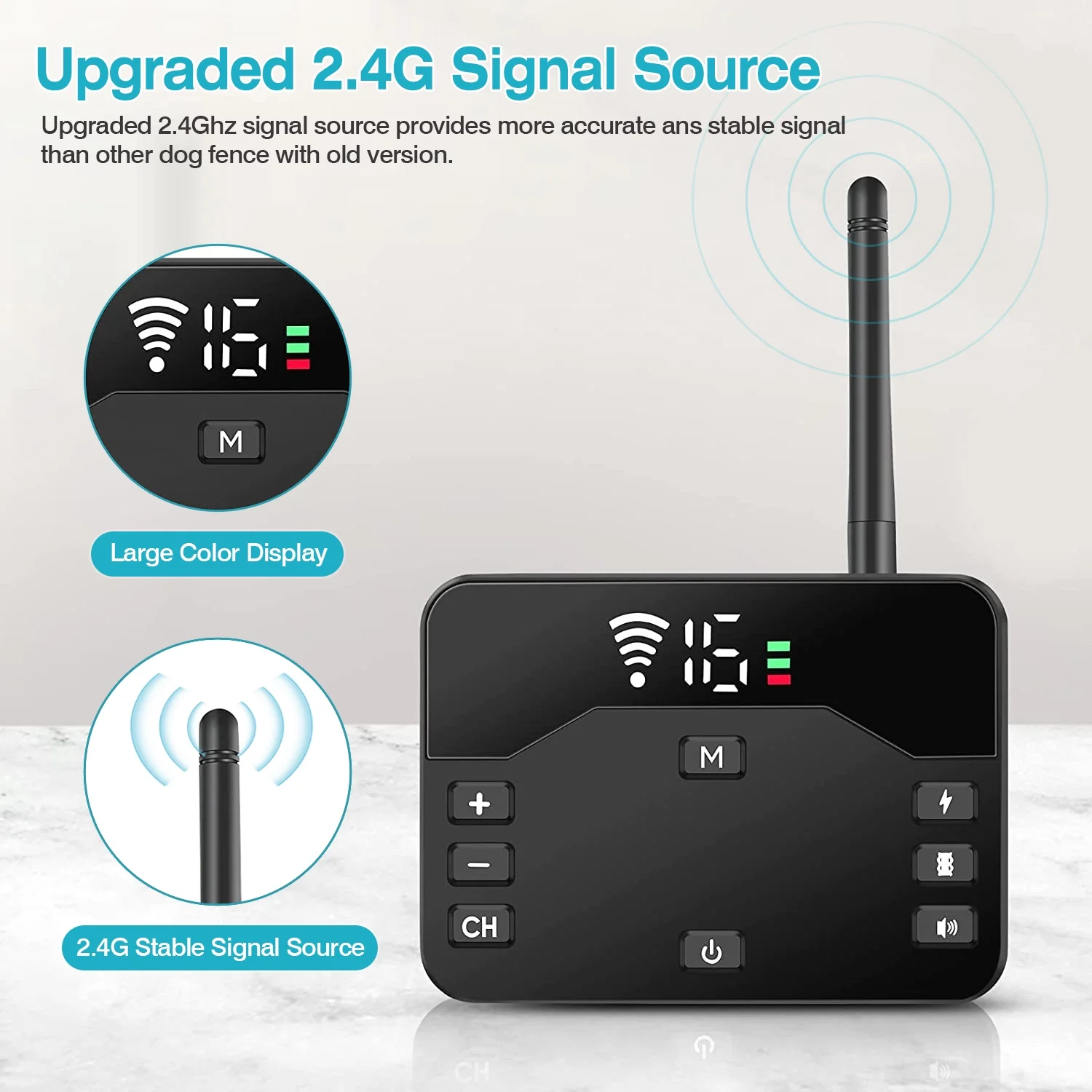 Wireless Dog Fence Collar System iMounTEK 2 In 1 Electric Pet Boundary Containment Rechargeable IPX6 Waterproof Support 20-850ft Suitable with 1 Receiver Collars for 15-120LBS Dogs Gold