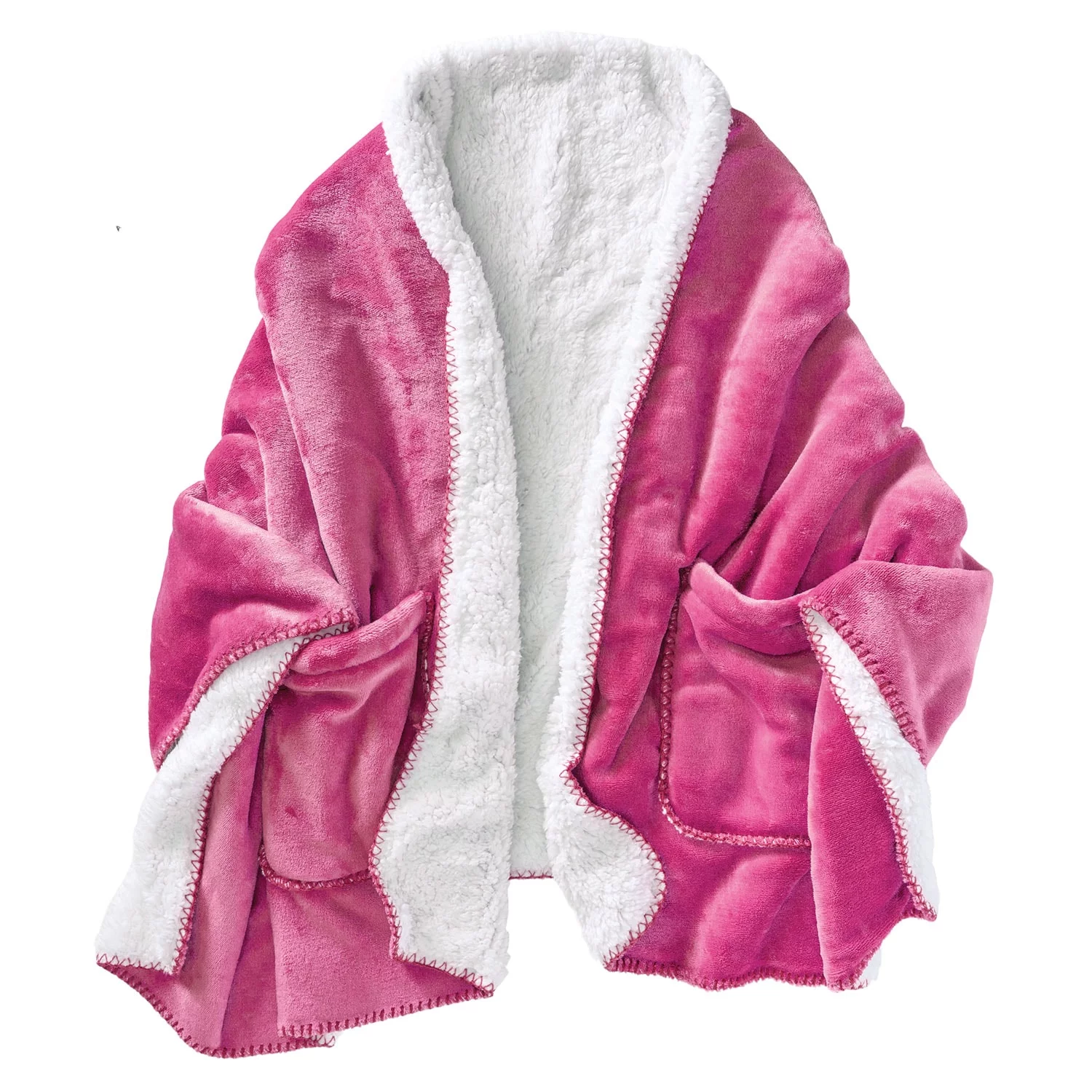 FLORIANA Womens Wearable Throw Blanket Poncho, Blanket Shawl With Pockets, Rose