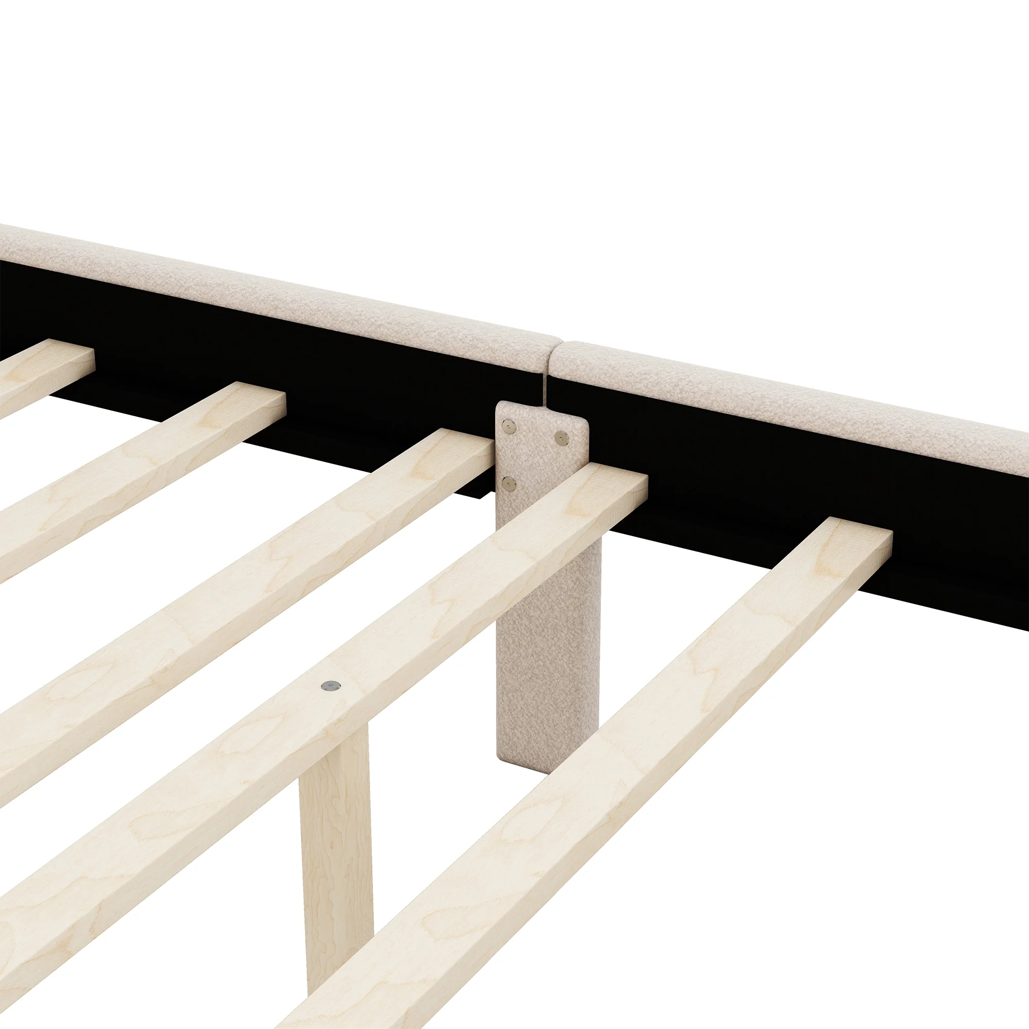 Churanty Full Size Upholstered Platform Bed with Wood Supporting Feet, Modern Berber Fleece Bed Frame for Kids Boys Girls Bedroom,Beige