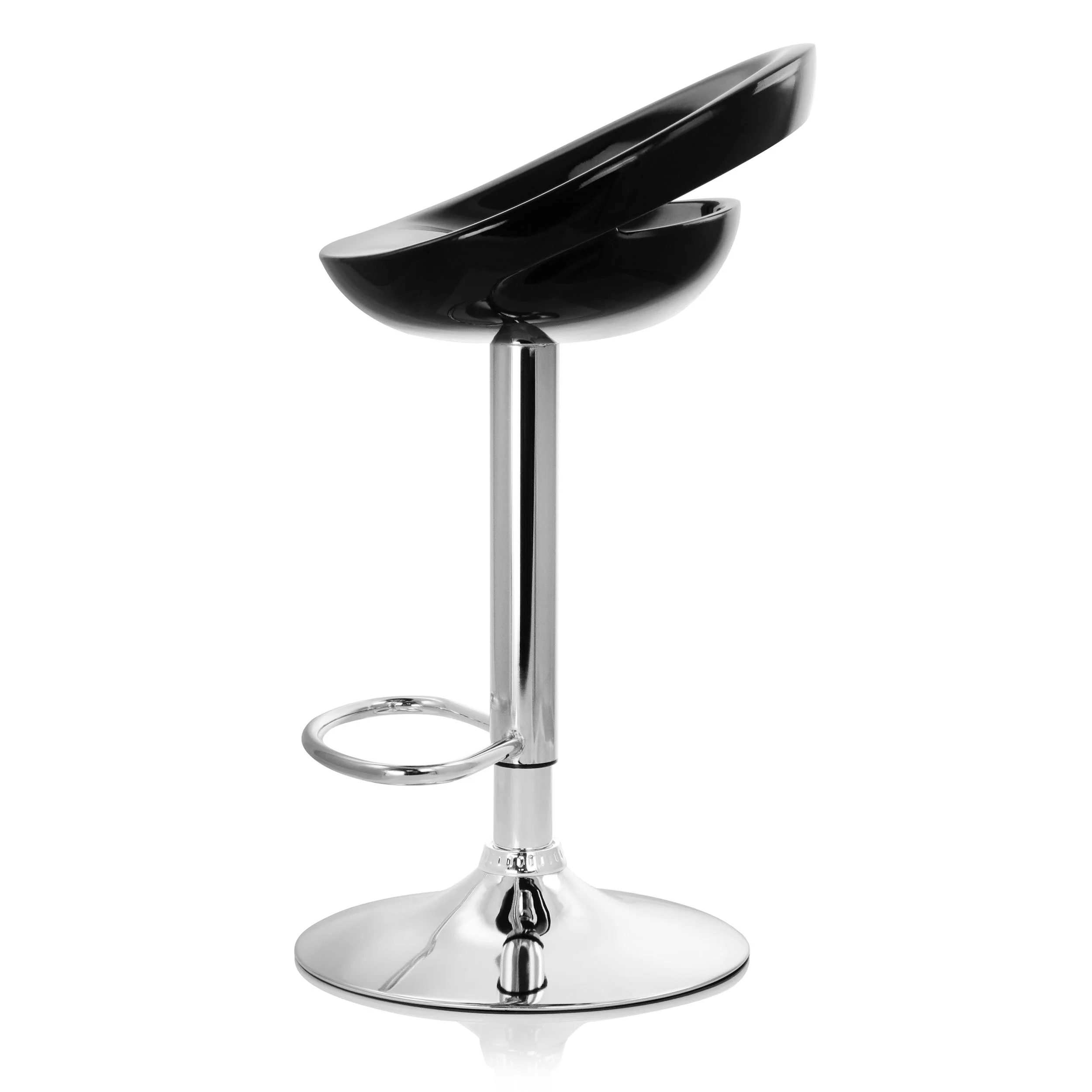 Elama Bar Stool with Adjustable Height & Swivel, Black and Chrome, Set of 2