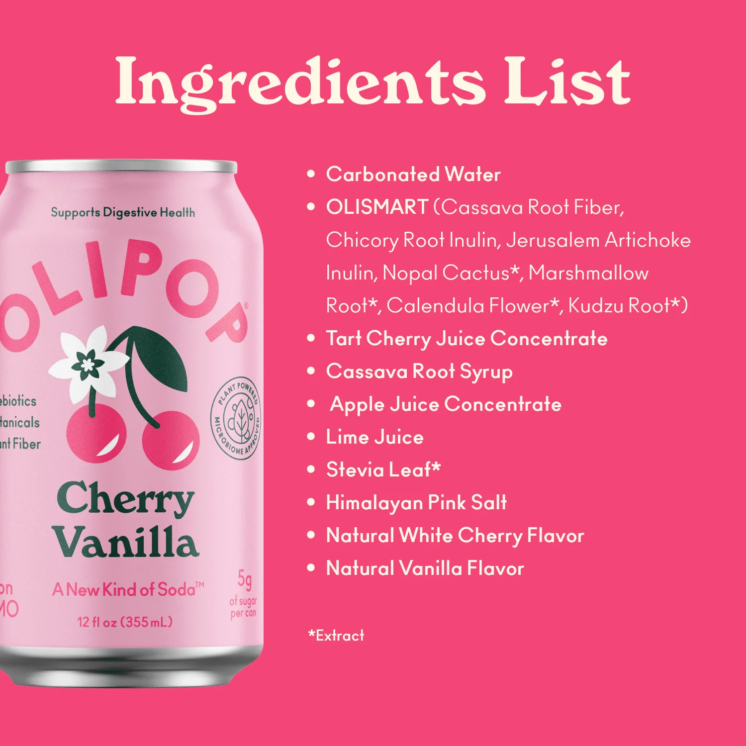 OLIPOP Prebiotic Soda, Cherry Vanilla, 12 fl oz