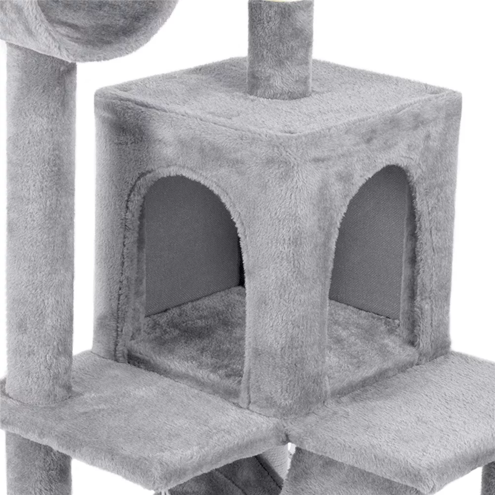 Yaheetech 51'' Cat Tree Condo Multilevel Cat Towers W/ Hammock Tunnel Scratching Post, Light Gray