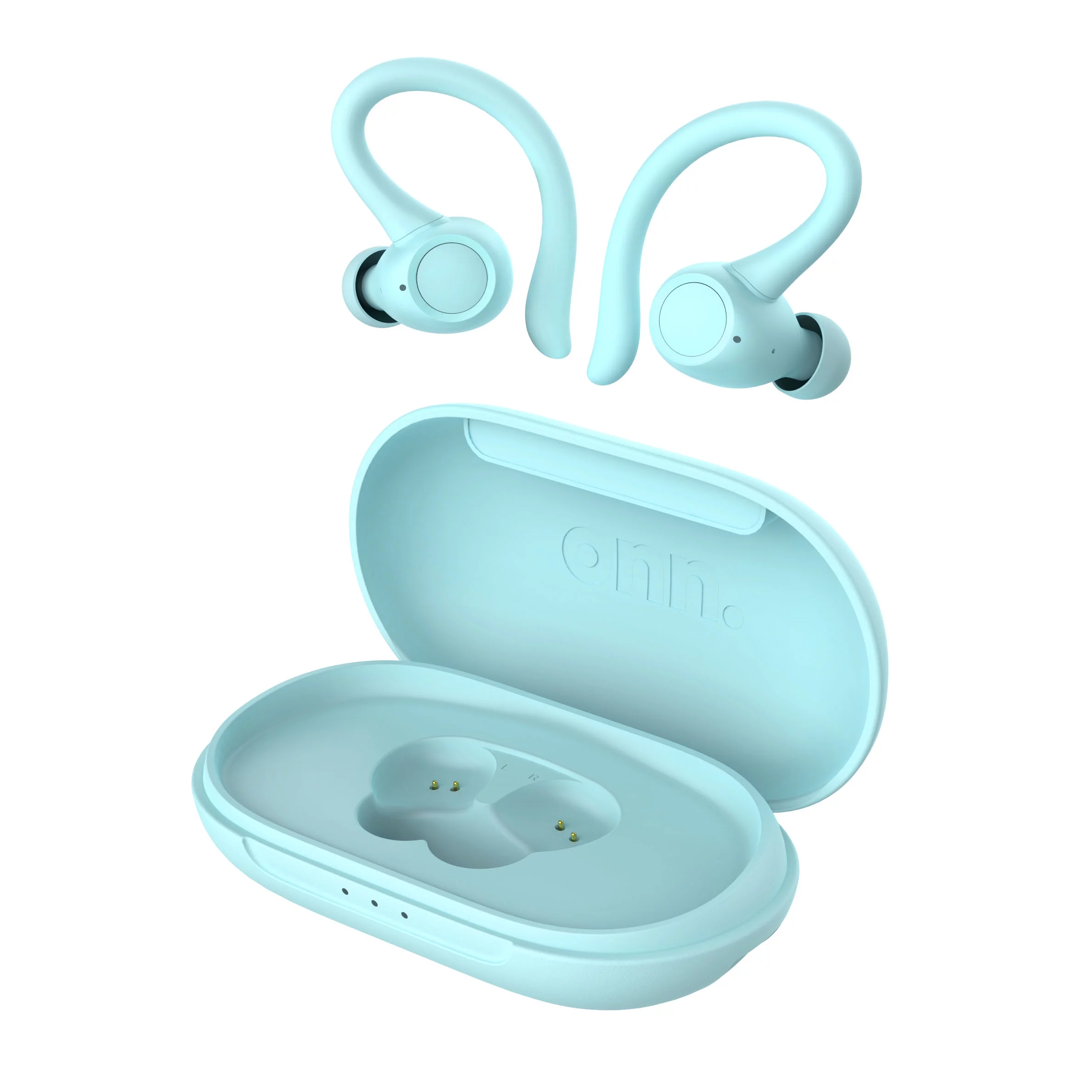 onn. Bluetooth True Wireless Earbuds with Earhook for Sport, Aqua