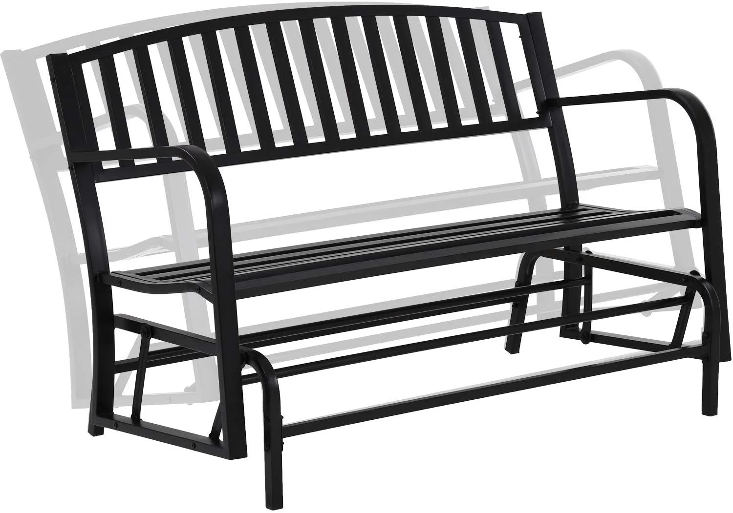 YRLLENSDAN Steel Outdoor Glider Bench, Patio Glider Bench Glider Swing with Powder Coated Frame for Garden Porch Balcony Backyard Lawn, Black