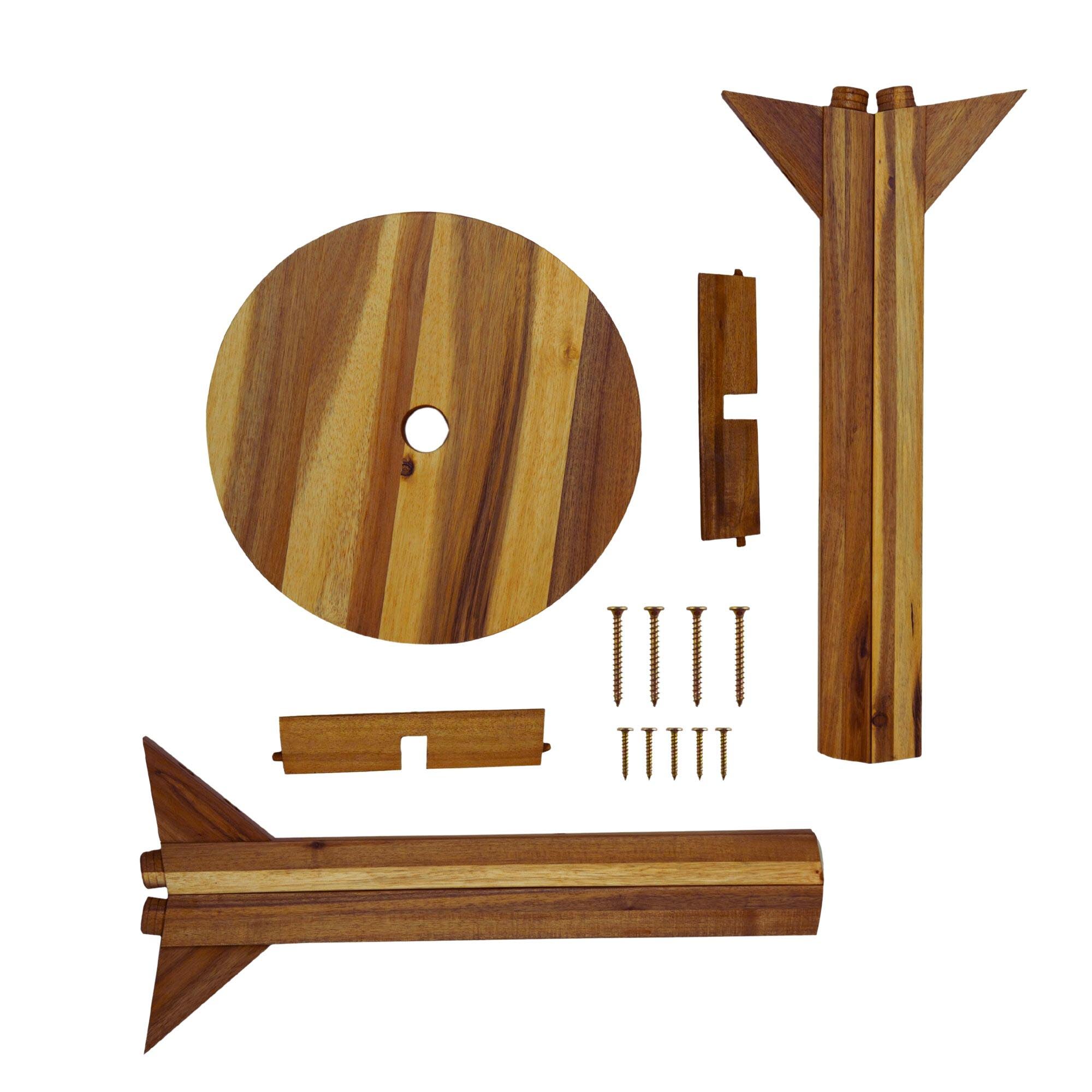 Versatile Acacia Wood Stool Light Brown Compact Size (15.4