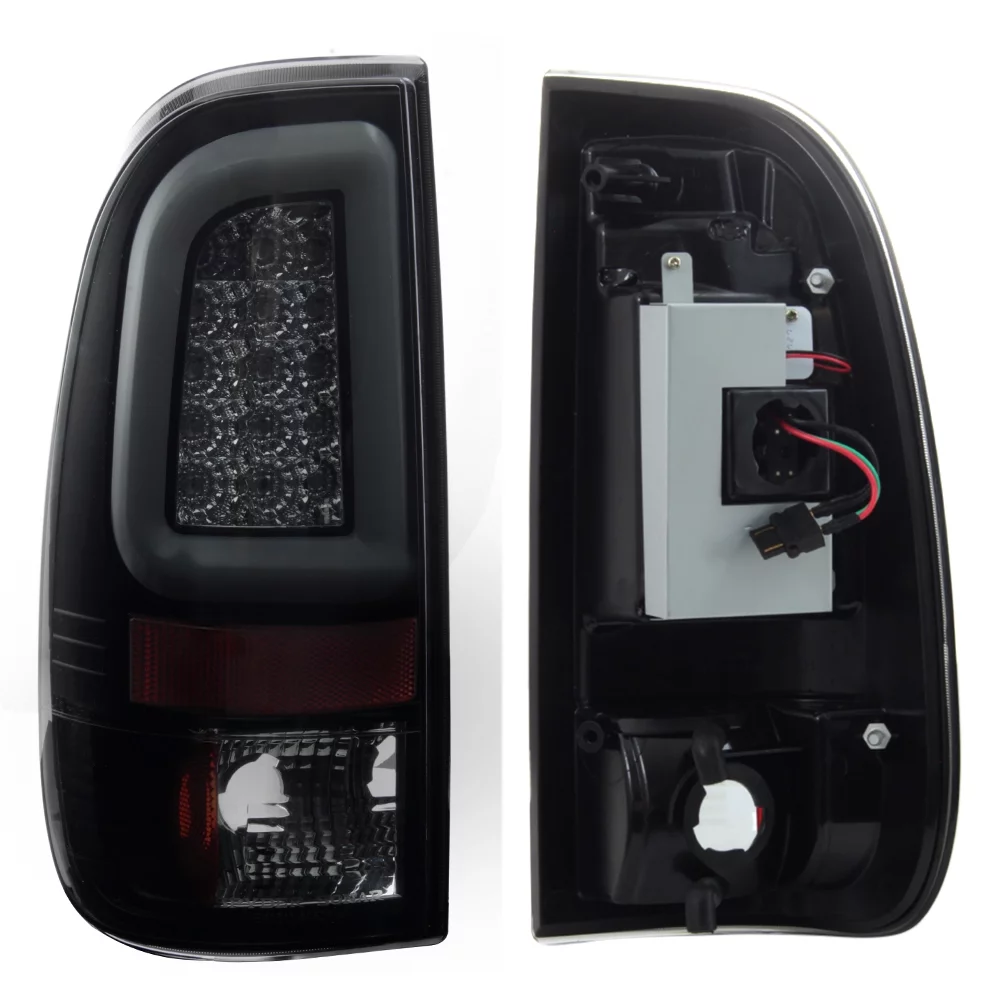 AKKON - [LED Tube] For Black Smoked 1997-2003 F150 | 1999-2007 F250 F350 F450 F550 SuperDuty Tail Lights Brake Lamps Pair