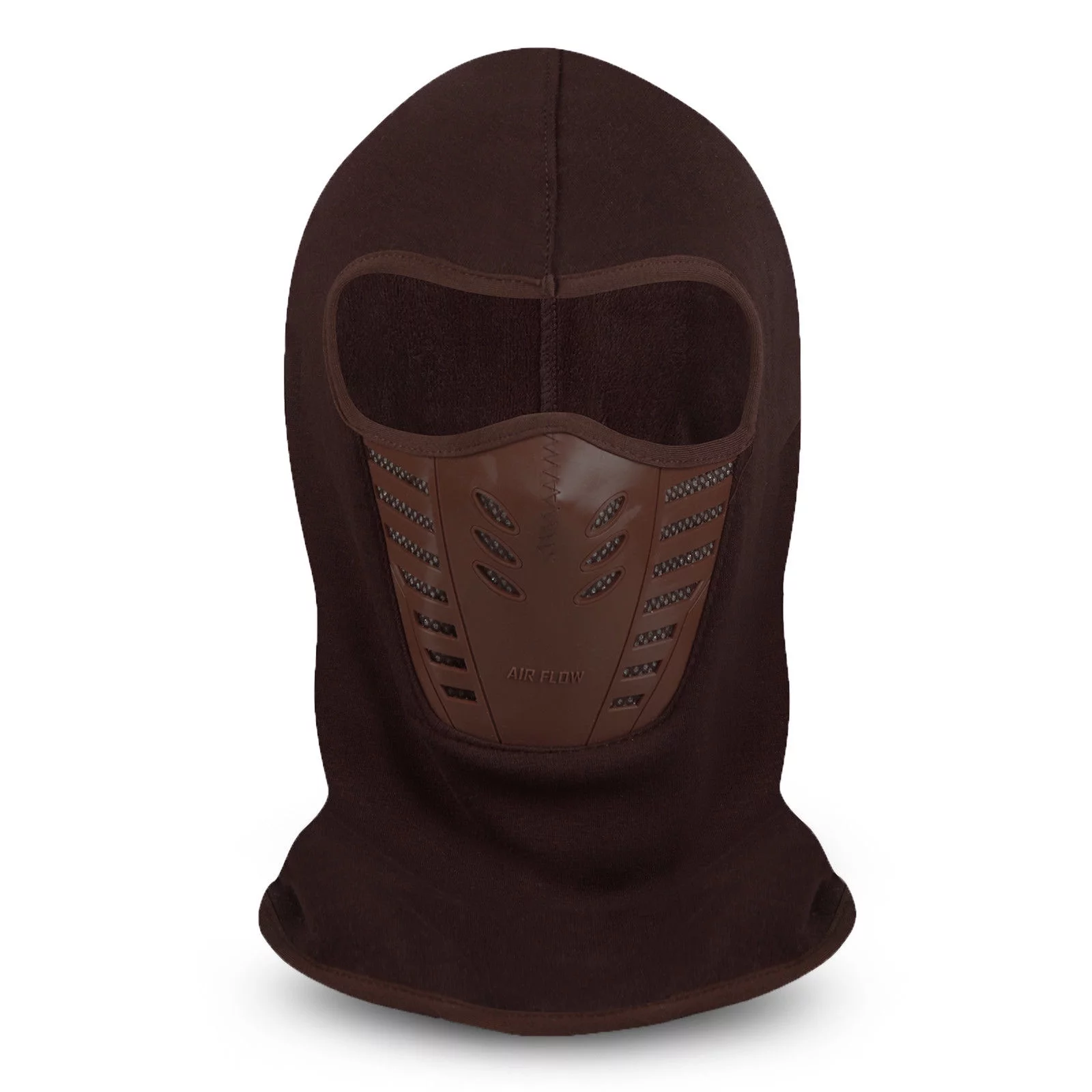 ClimaZero Adult Brown Micro Fleece Air Flow Face Mask Ski Mask Neck Gaiter Hood Hat Beanie