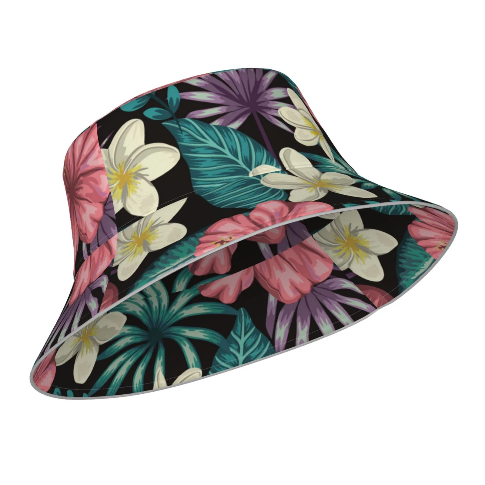 Bingfone Green Tropical Leaves Bucket Hat For Men Women,Packable Reversible Printed Sun Hats,Fisherman Outdoor Travel Hiking Beach Caps