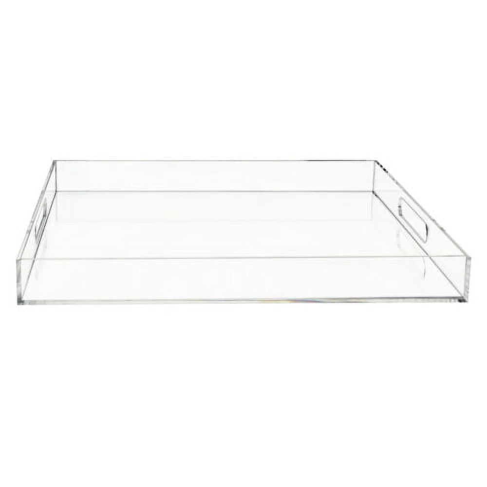 Clear Extra Large Square Acrylic Serving Tray w/ Handles Oversize 18.9*18.9 Inch