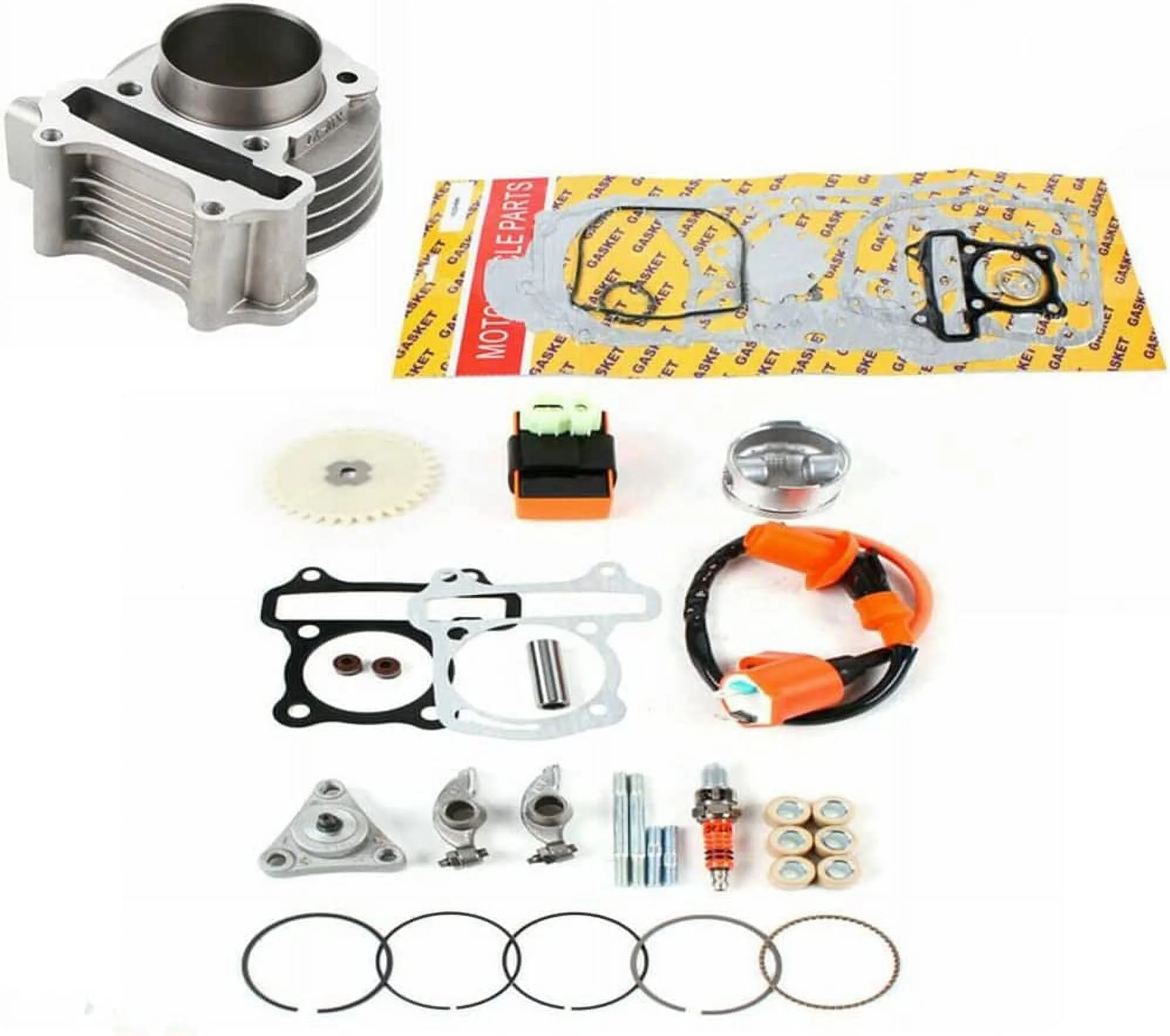 Fichiouy 50mm Big Bore Cylinder Kit With Assembled Head for 139QMB and 1P39QMB /GY6 50cc 4 Stroke Chinese Scooters