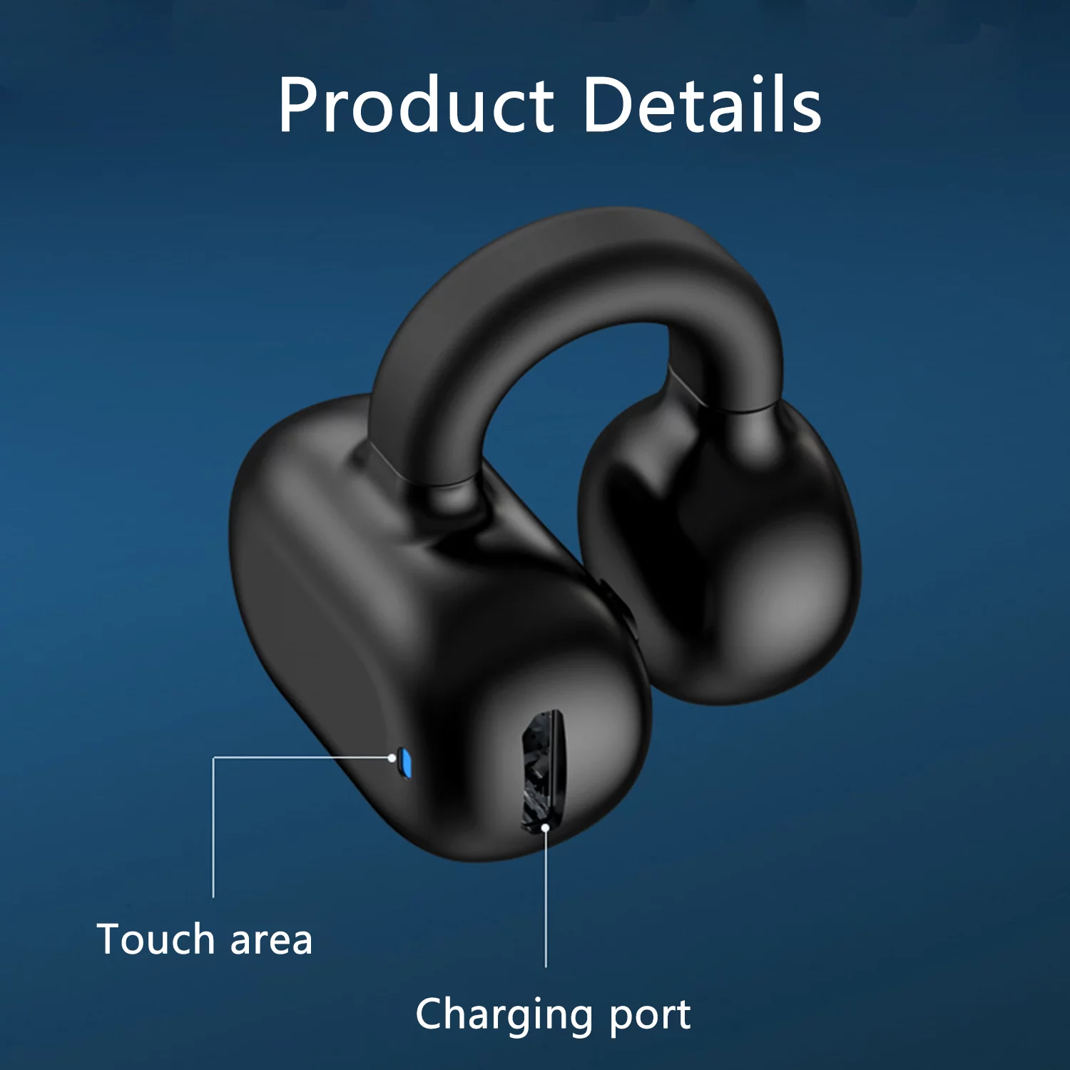 Dpisuuk Wireless Bluetooth Headphone, Wireless Earclip Earphones, Single Open Ear Clip Headphone Bluetooth Earbuds for Walking Sport Business (Single) (Black)