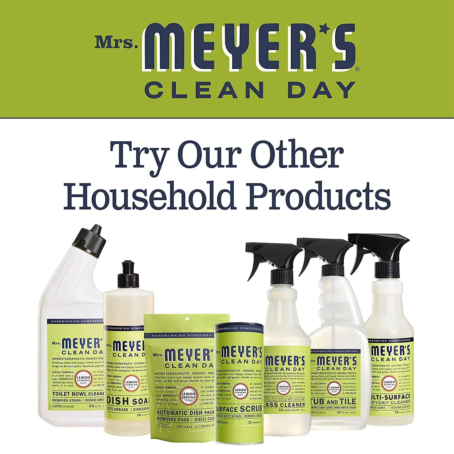 MRS. MEYER'S CLEAN DAY Liquid Dish Soap, Biodegradable Formula, Lemon Verbena, 16 fl. oz - Pack of 3