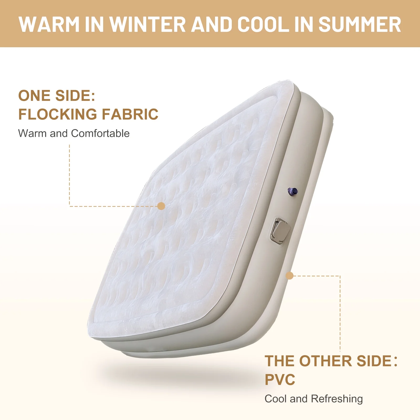 Inadays Twin Air Mattress with Built-In Pump Queen Blow Up Mattress 3 Mins Self Inflatable Air Bed Comfort Top Velvety Sleeping Surface for Guest Camping Home Portable Travel