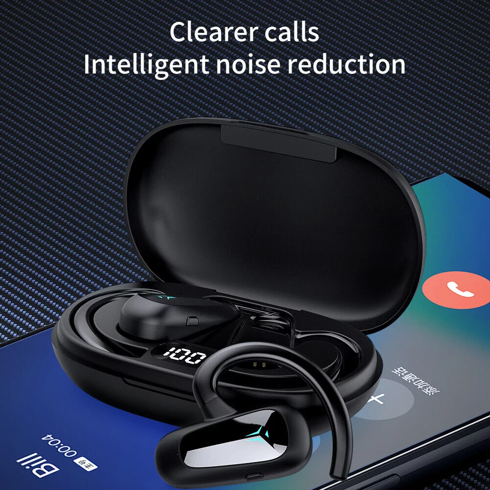 JahyElec Trucker Bluetooth 5.2 Headset TWS-T8 Air Conduction Wireless Driving Earbuds Noise Cancelling Earpiece(Red)