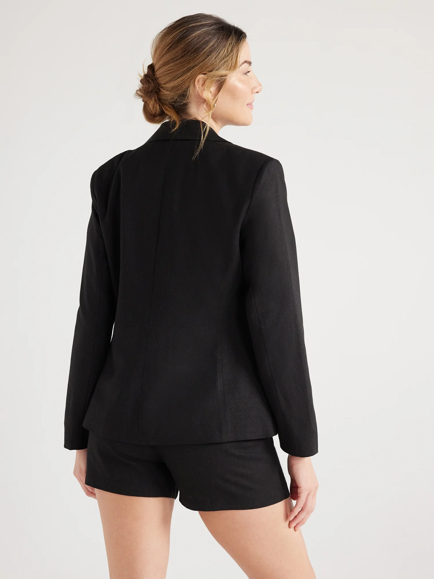 Free Assembly Women’s Single-Breasted Linen-Blend Blazer, Sizes XS-XXL