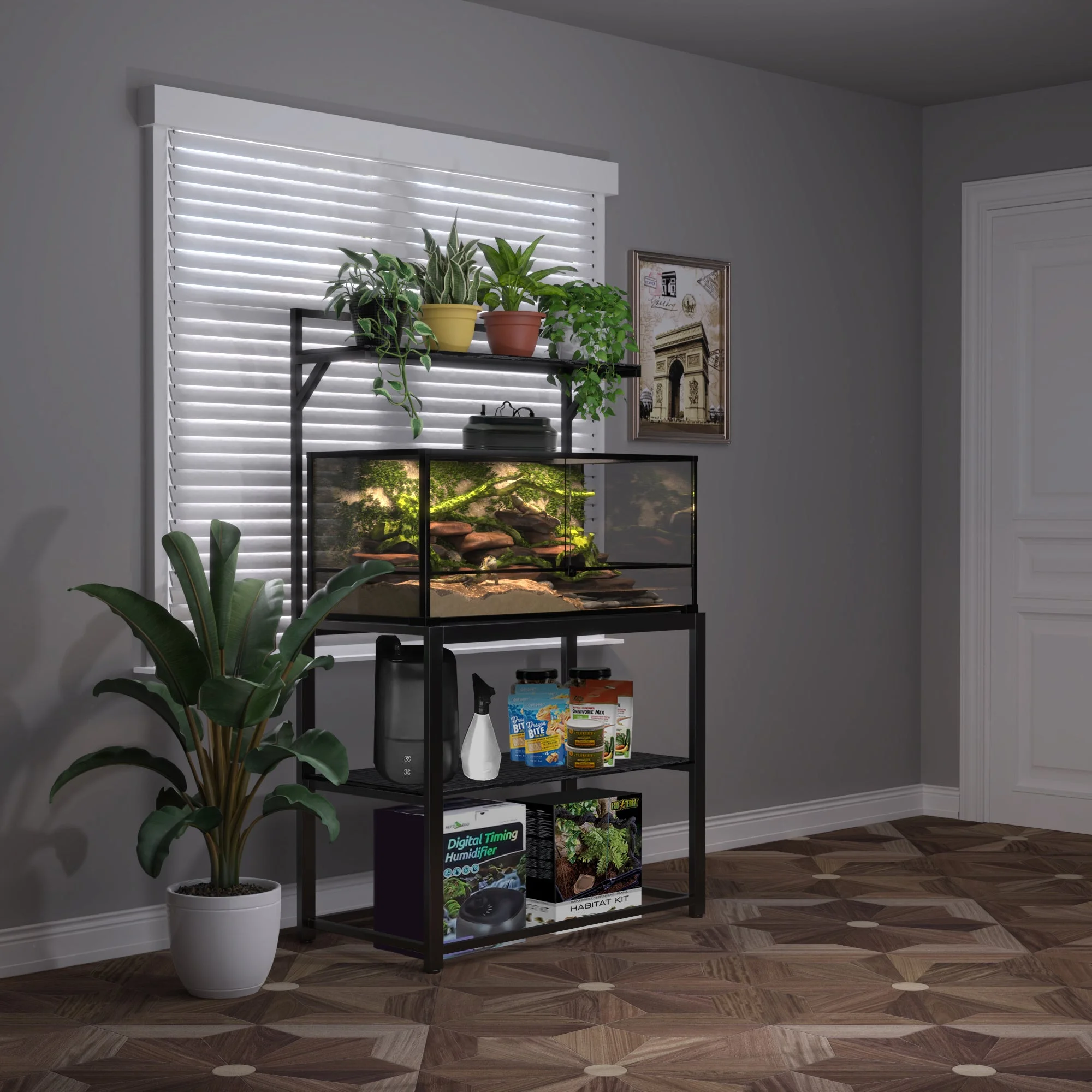 GDLF 40-50 Gallon Fish Tank Stand with Plant Shelf Aquarium Stand with Storage Shelf
