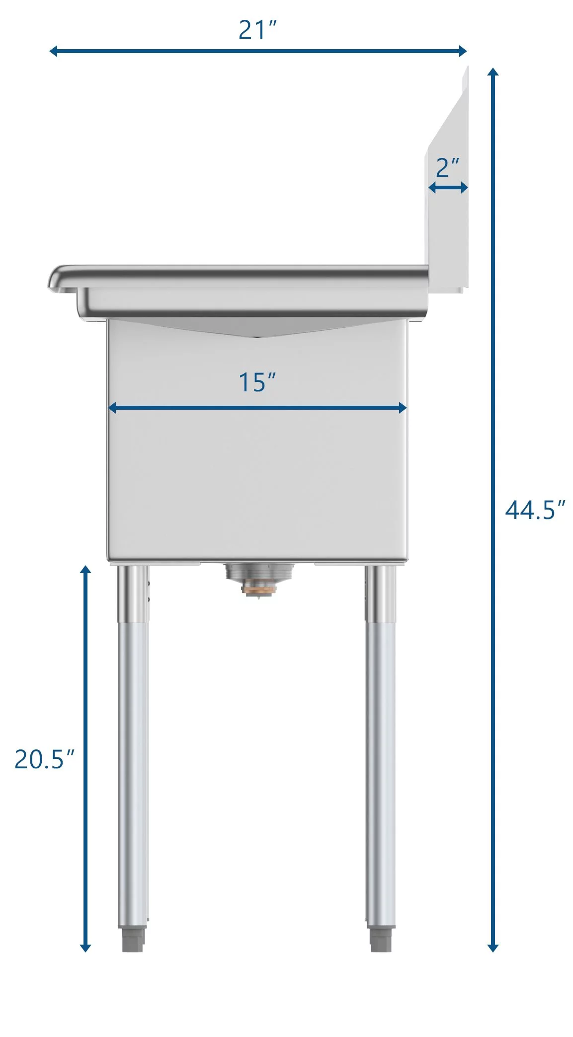 KoolMore 48 in. Two Compartment Stainless Steel Commercial Sink with Drainboard, Bowl Size 15