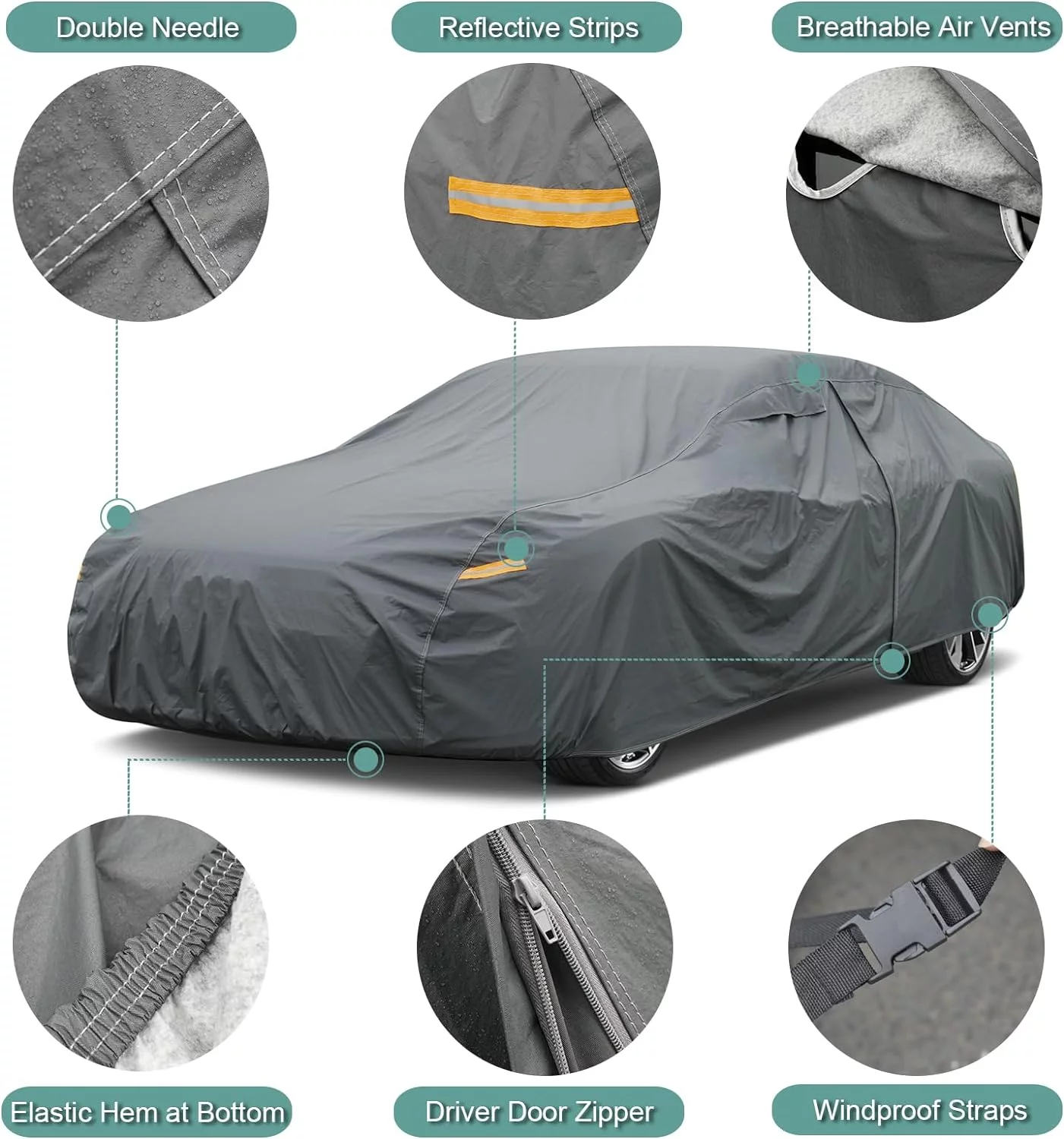 Molebt 16 Layers Car Cover for Coupe Sports Small Car Waterproof All Weather, Universal Fit Mazda Miata/MX-5, BMW Z3, Honda S2000, Chrysler Crossfire, Saturn Sky, Pontiac Solstice etc.