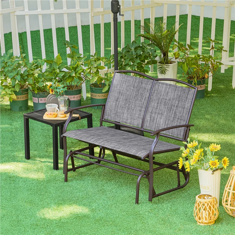 Yaheetech 2-Person Patio Glider Bench with Steel Frame, Gray