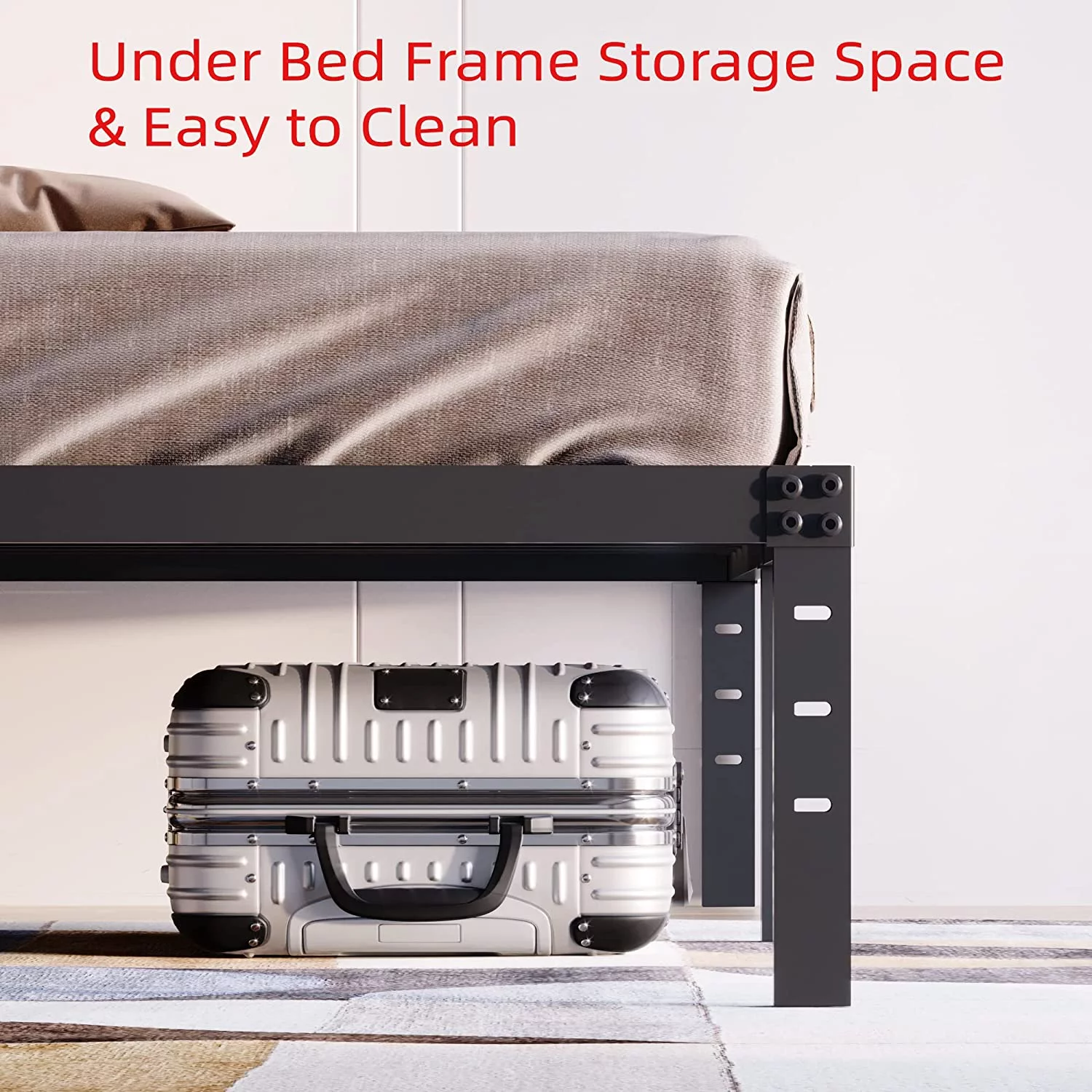 XMhongsong 14 Inch Twin Size Bed Frame No Box Spring Needed  Heavy Duty Metal Platform Bed Frame  Easy Assembly  Noise Free  Black