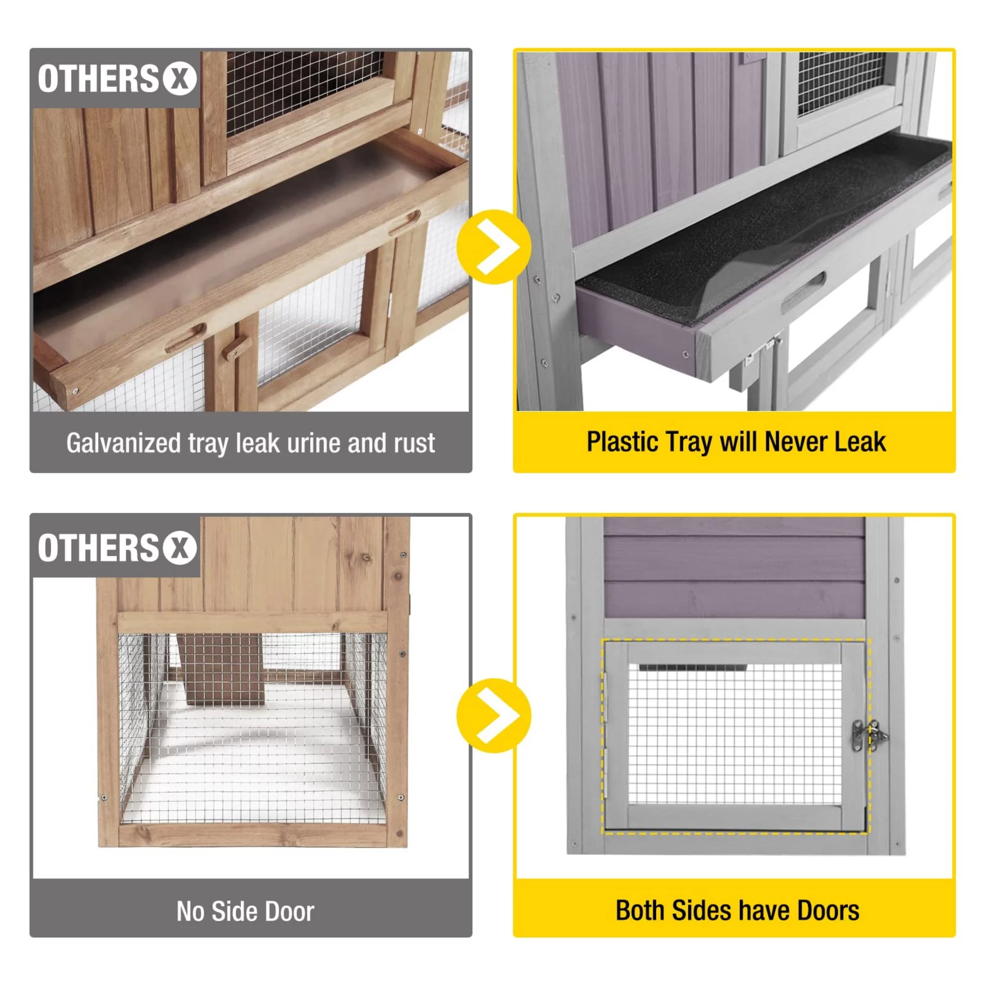 Morgete Chicken Coop for 1-2 Chickens Rabbit Hutch Outdoor Indoor Bunny Cage Chicken House