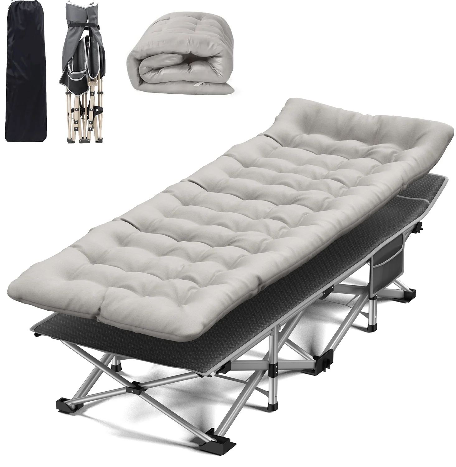 SUGIFT Folding Camping Cot with Mattress 75