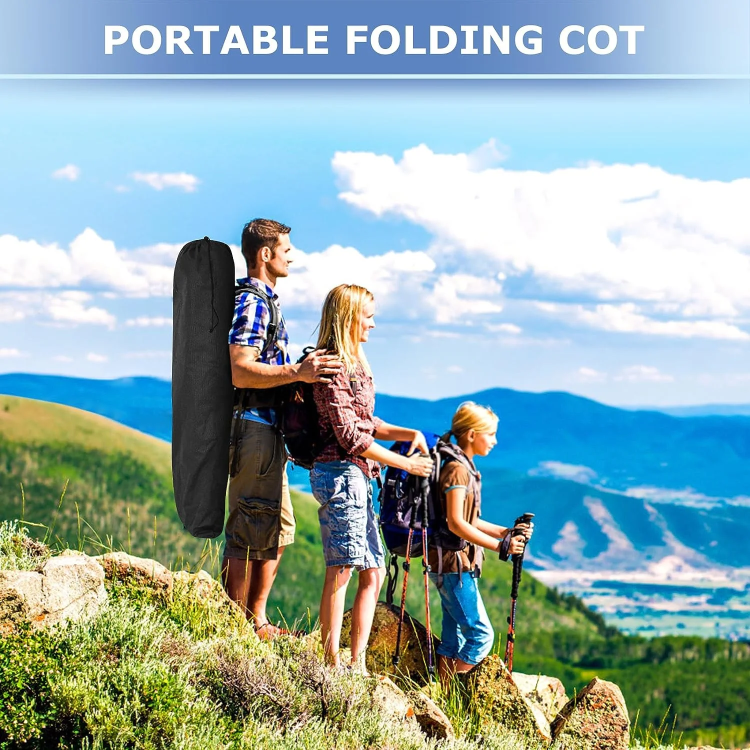 SUGIFT Folding Camping Cot with Mattress 75