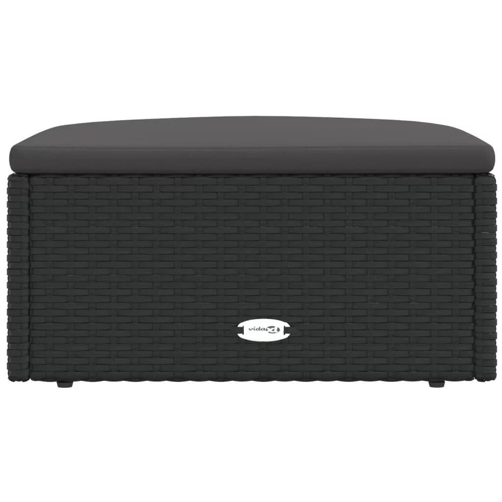 Suzicca Patio Footstool with Cushion Black Poly Rattan