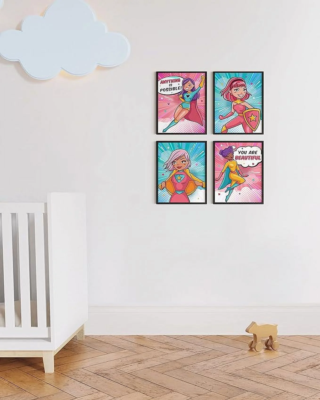 HAUS AND HUES Posters for Teen Girls Room - Supergirl Inspirational Wall Art Prints Cute Girl Wall Decor, Positive Affirmation Bedroom Superhero Motivational Wall Art for Kids (Unframed 16x20)