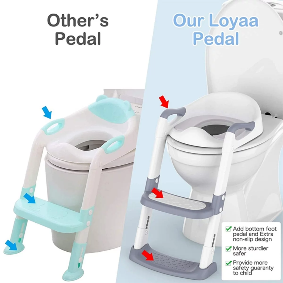 Toilet Potty Training Seat with Step Stool Ladder, RUseeN Potty Training Toilet for Kids Boys Girls Toddlers-Comfortable Safe Potty Seat with Anti-Slip Pads Ladder (Grey)