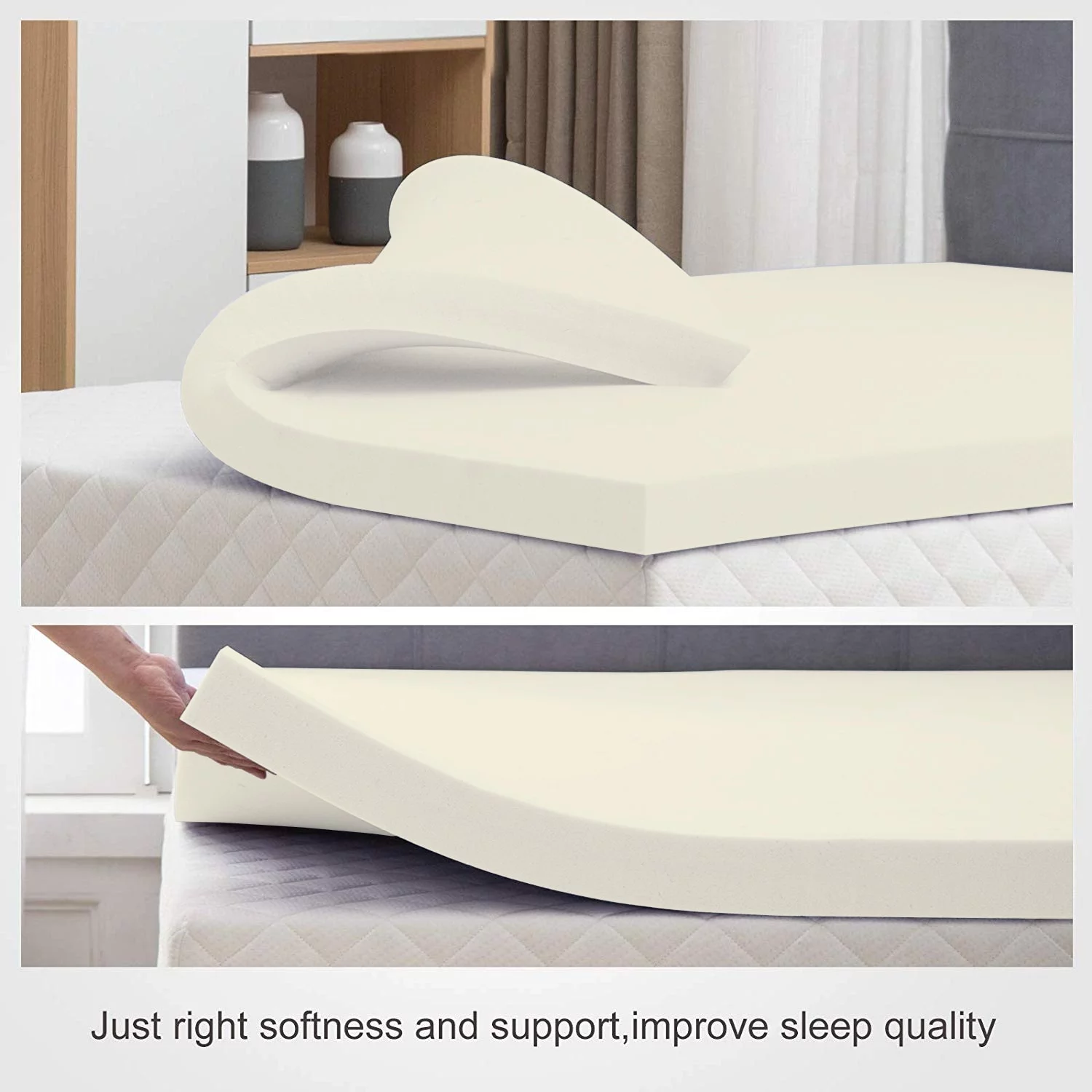 ONETAN  2-Inch High Density Gel Foam Mattress Topper, Add Comfort To Mattress King